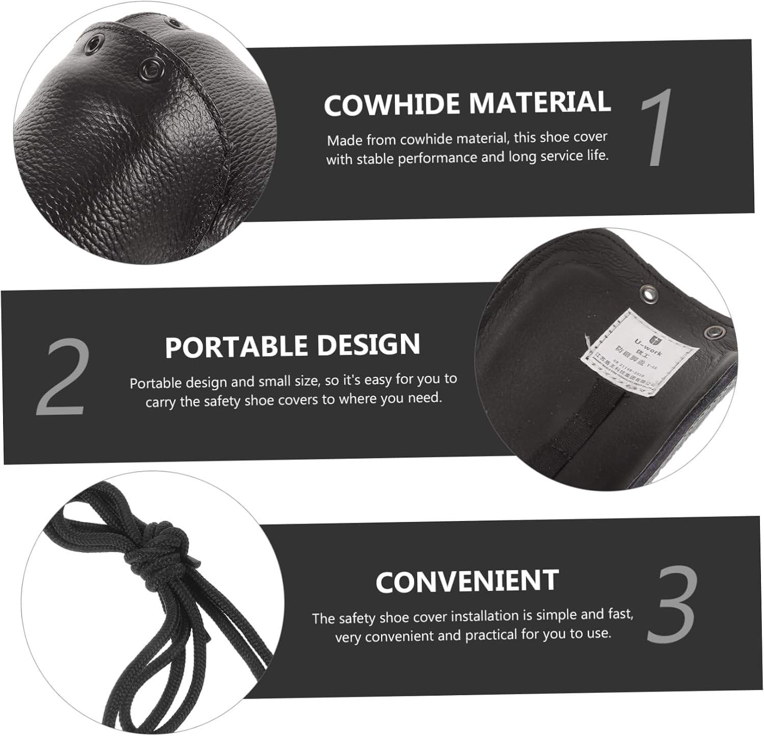 Veemoon 3pairs Metatarsal Shoe Cover Safety Cowhide Work Boots Toe Guard for Visitors Employees