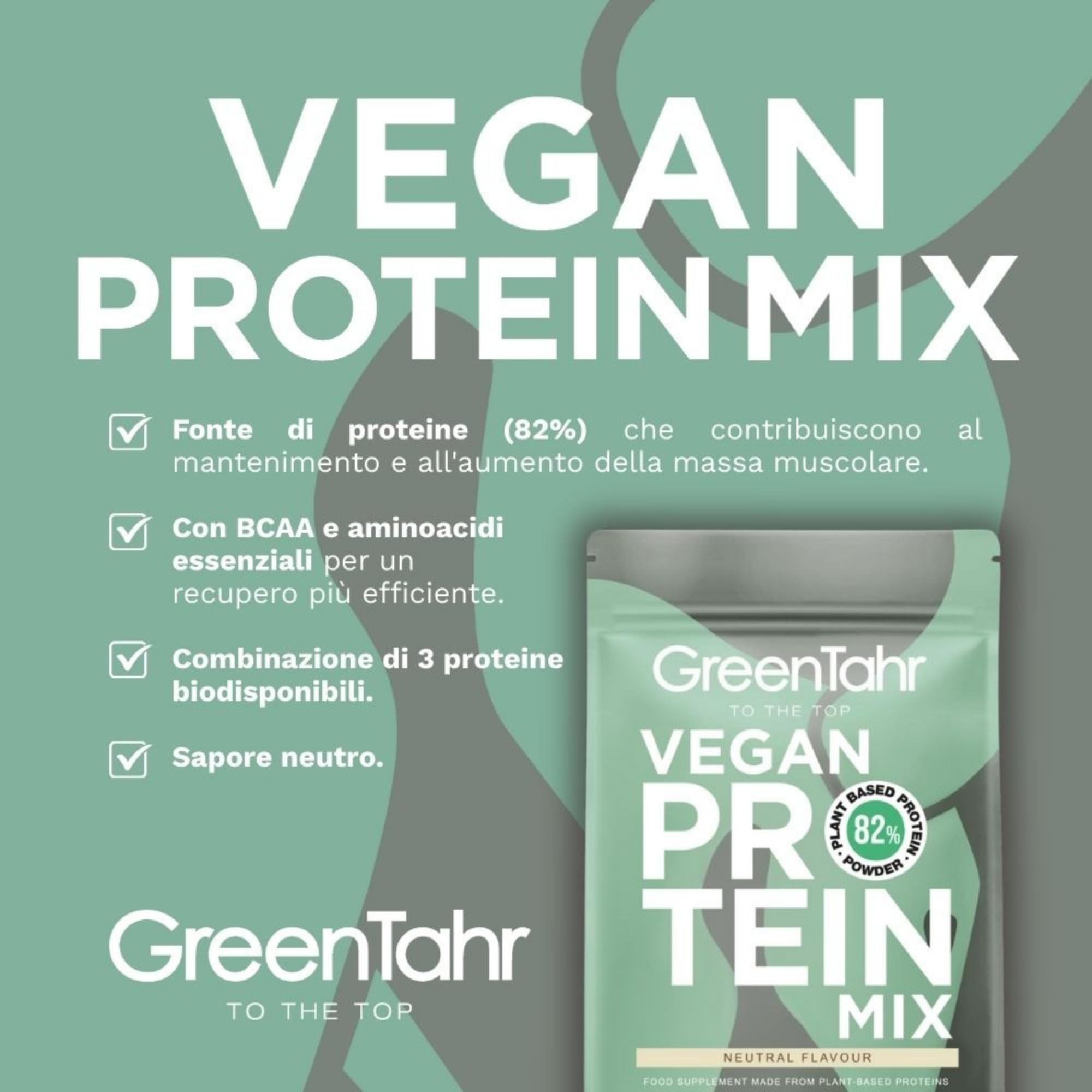 Green Tahr Proteine Vegane in Polvere Bio Gusto Neutro 750g. 82% Proteine Vegetali ONA.Ingredienti: Piselli, Riso e Canapa. Integratore Massa Muscolare Senza Zucchero Aggiunto, Lattosio né Glutine
