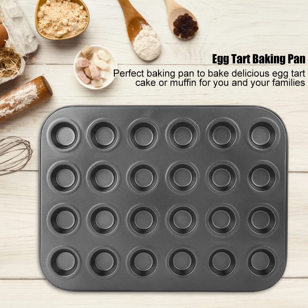 Nonstick Pudding Cupcake Tray, 24 Cup Mini Muffin Baking Pan Stainless Steel Bakeware Mould Tray for Muffins Brownies Cornbread Tarts
