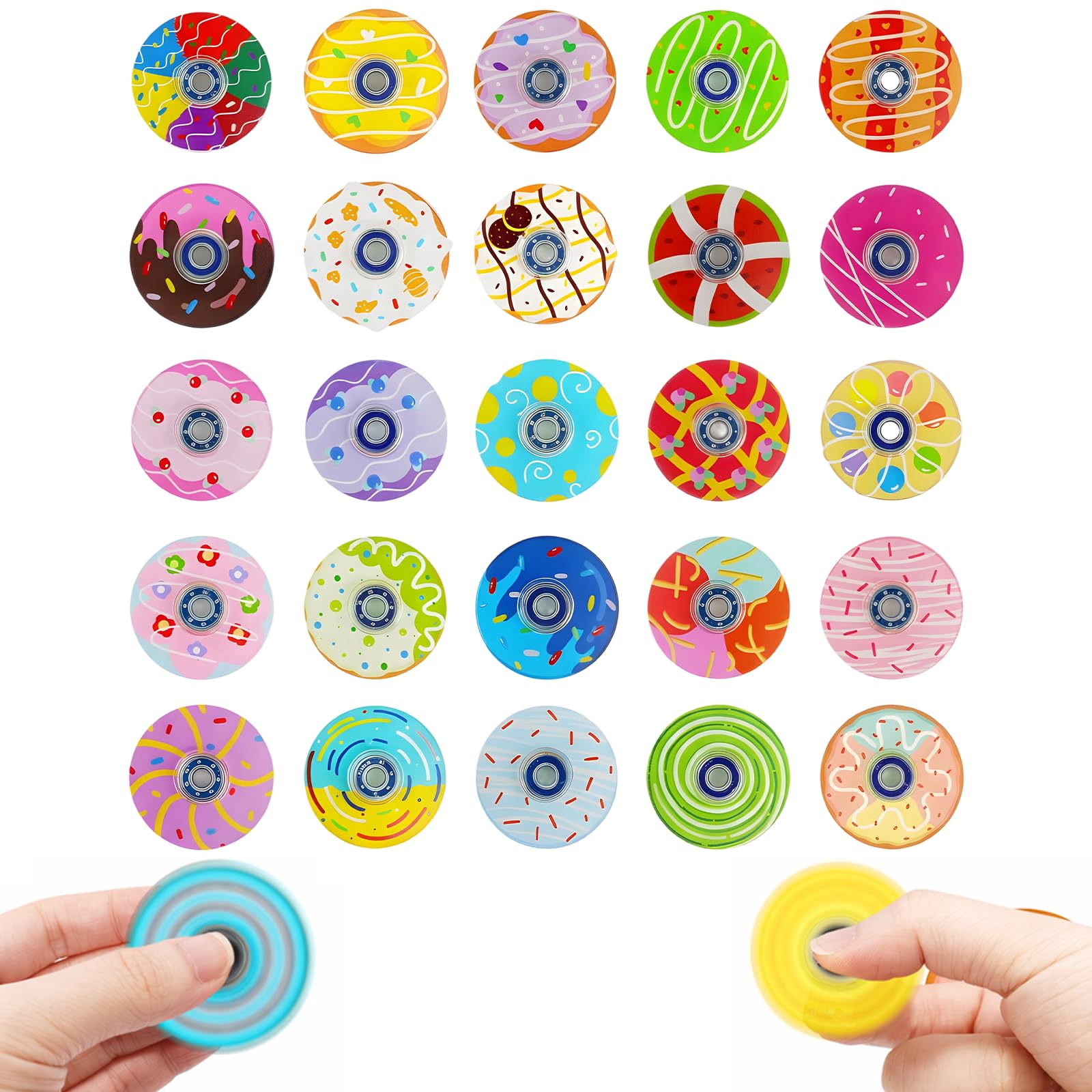 WsiQxuc 20 Party Bag Fillers Donut Fidget Spinners, Pass The Parcel Prizes and Lucky Dip Prizes