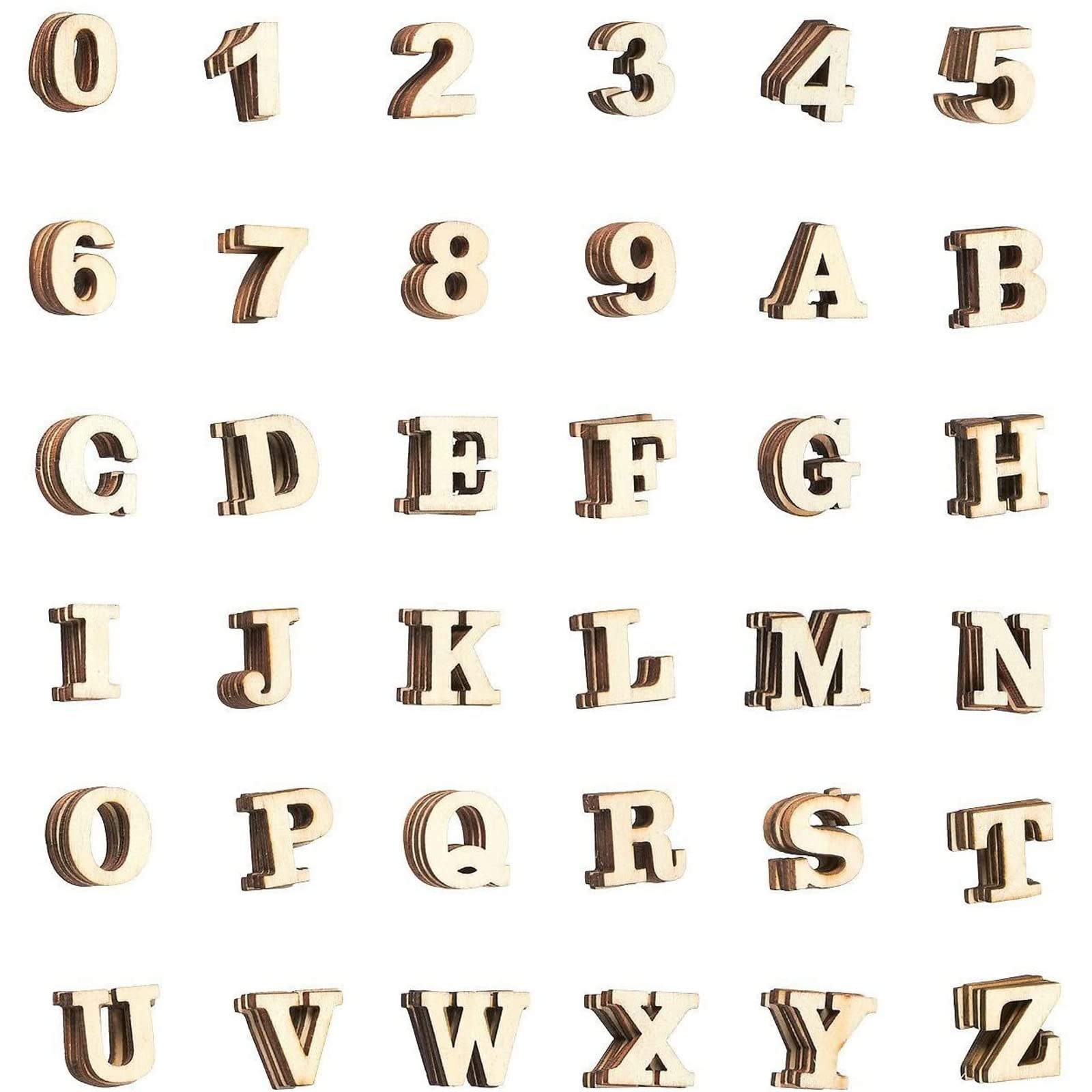 Juvale 144 Pieces Small Wooden Alphabet Letters and Numbers for DIY Crafts, 1-Inch ABCs for Home Decor (4 Sets)