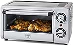 GreenLife Countertop Toaster Oven Air Fryer Stainless Steel, Healthy Ceramic Nonstick, PFAS and PFOA-Free, Tray & Basket, Bake, Broil, Reheat, Adjustable Temp & Time Control, Auto Shutoff, Black