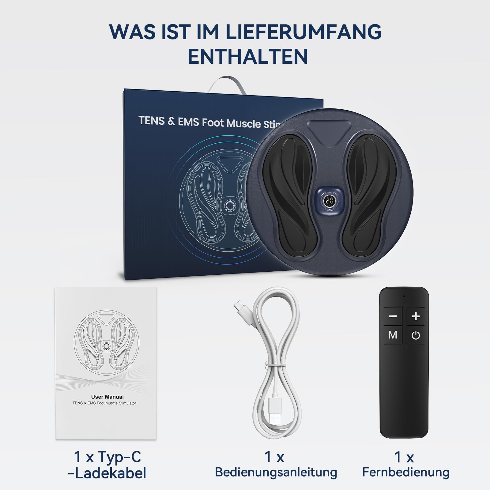 Vollsilikon EMS Fußmassagegerät, Durchblutungsstimulator für Füße & Beine | Fußmassageauflage mit EMS & TENS | Durchblutung | Lindert Fußschmerzen, Neuropathie, Krämpfe & Schwellungen
