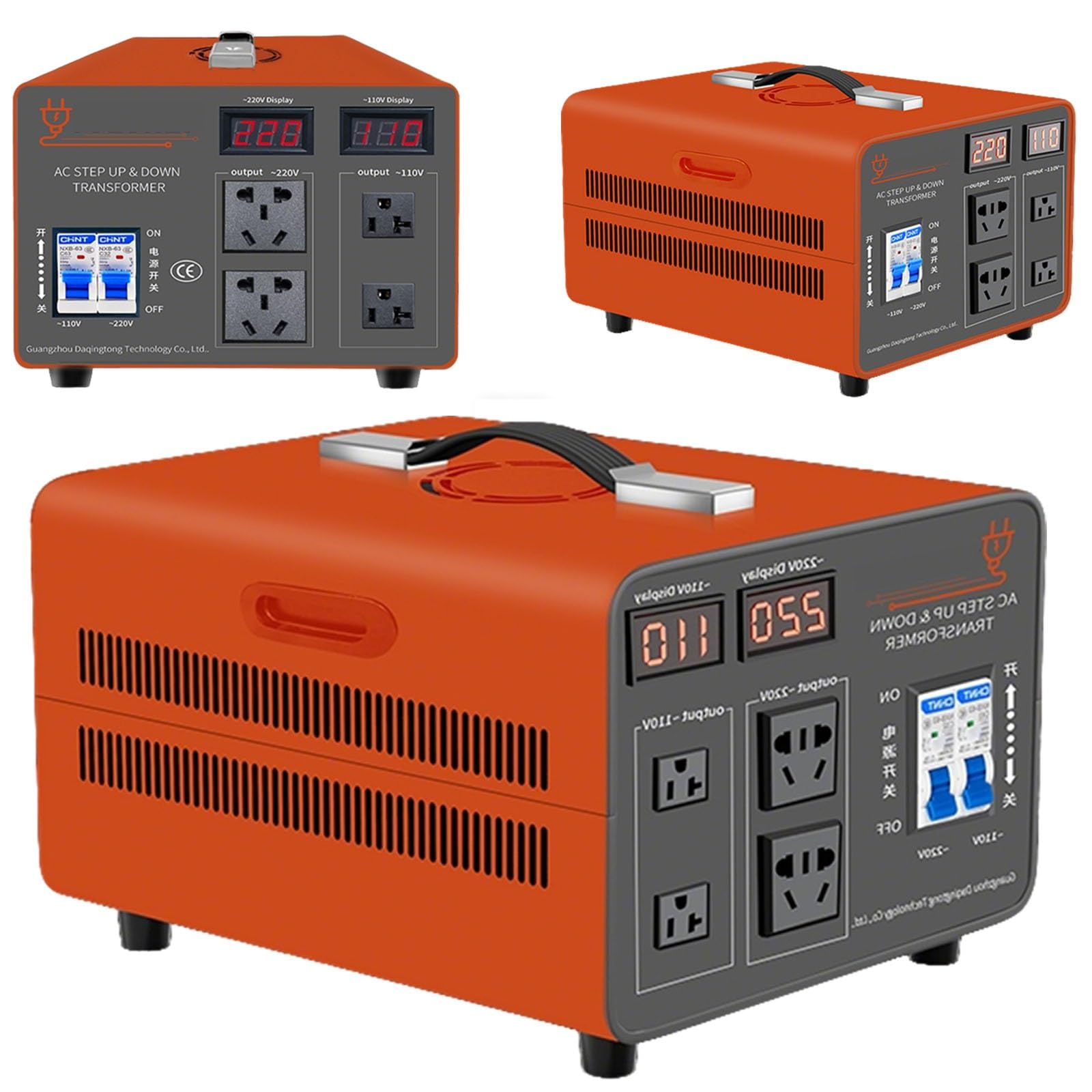 Przetwornica napięcia Transformator napięcia 4000–9000 W, przetwornica napięcia AC 220 V/110 V, zapobiega wyłączeniu, możliwość podłączenia przewodu/kompatybilność z wtyczką, wyświetlacz LCD(8000w)