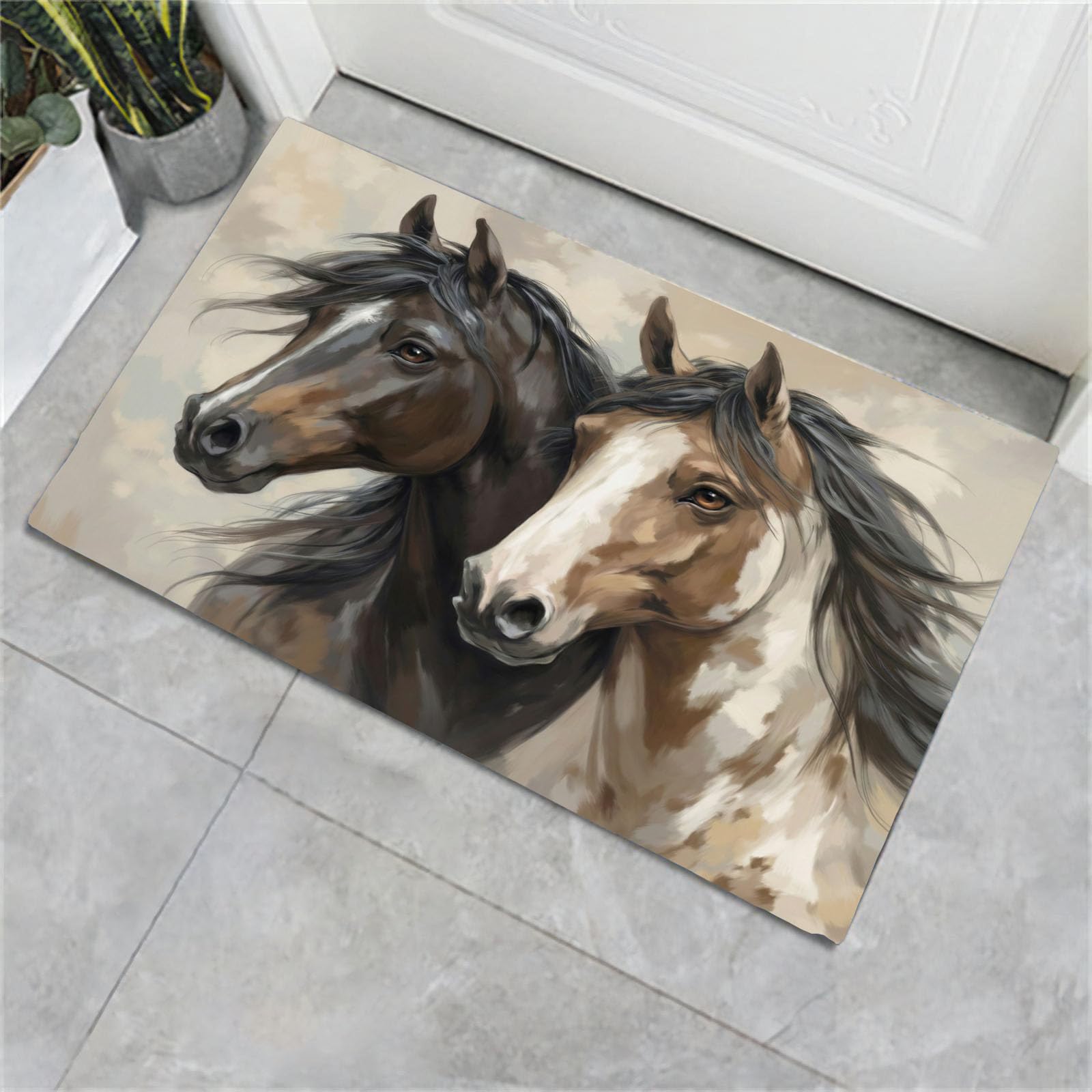 Tapis Entrée Interieur Peinture Cheval : Idéal pour un Couloir Propre et une Cuisine Chic