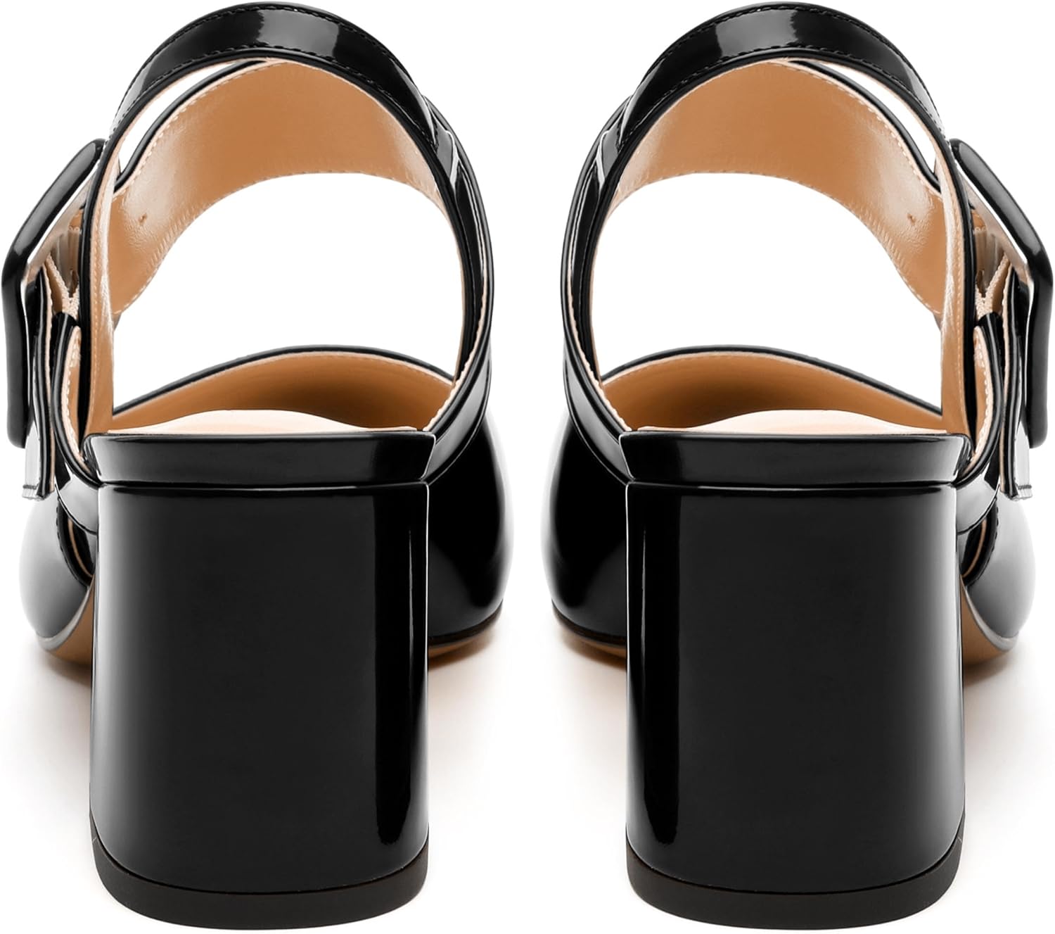 Women's Pointed Toe Pumps - 2.55" Chunky Mid Heel Slingback with Adjustable Buckle, Solid Color Dress Shoes for Work, Dates & Balls - Image 4