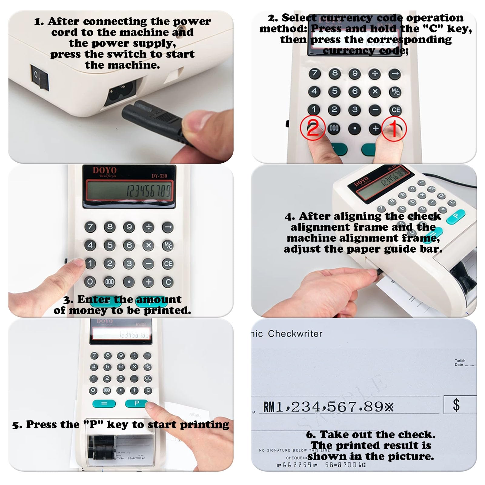 Impresora de cheques eléctrica, Impresora de monto con Letras en Relieve