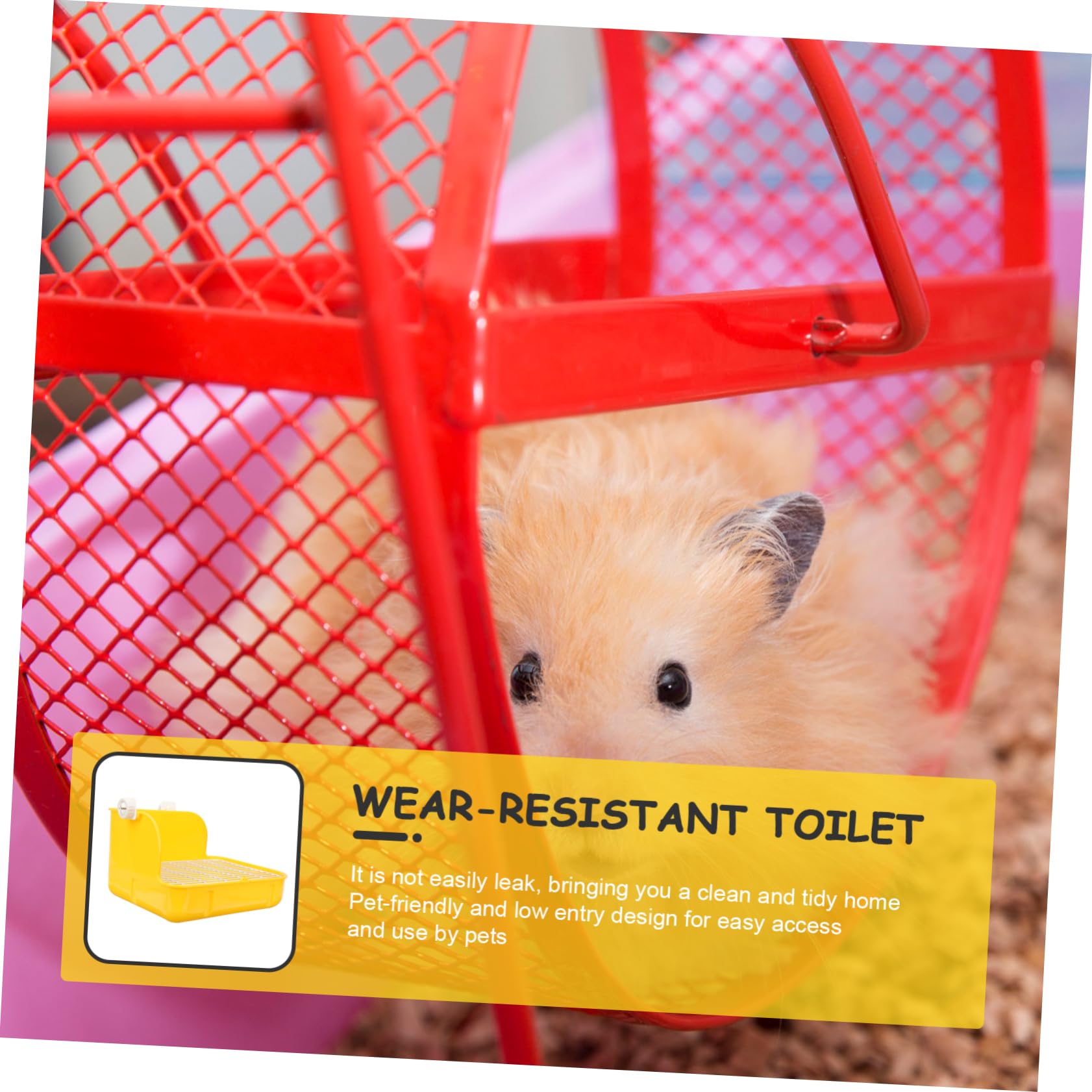 Toilette per Conigli Quadrata Gialla in Plastica per Piccoli Animali | Accesso Facilitato, Controllo Odori, Uso Quotidiano per Cavia e Cincillà