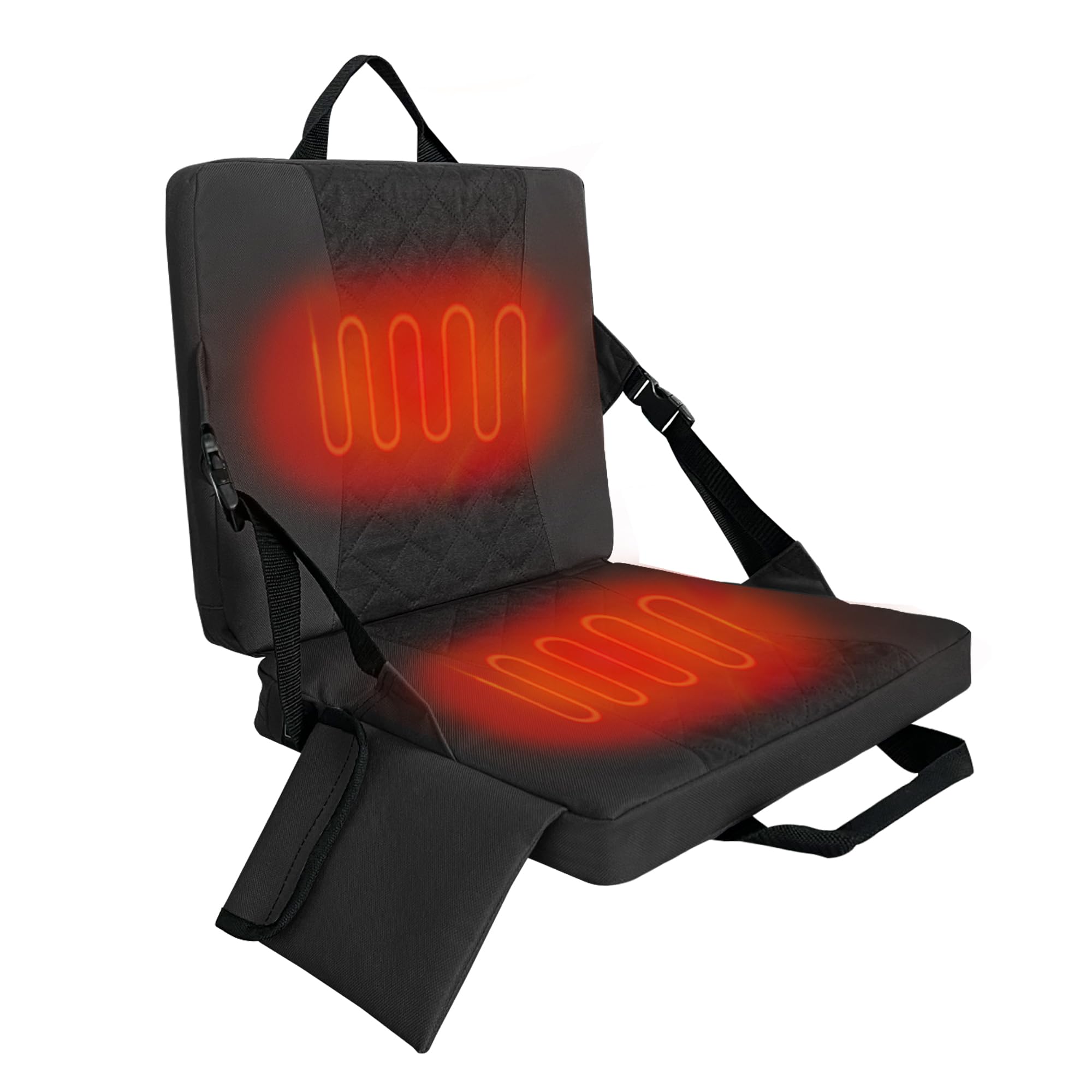 Heated Seat Cushion,Heated Seats Pad,Heated Stadium Seat for Bleachers,Heated Camping Chair Pad,Foldable Heated Seats USB Powered Great for Sports,Camping,Fishing (No Power Bank) Black