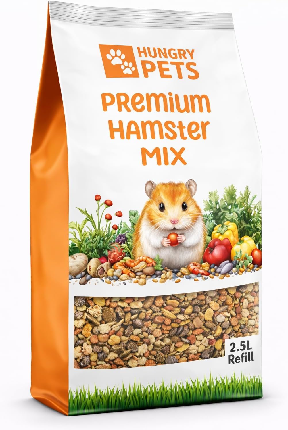 Hungry Pets Hamster Food Mix, 2.5L Refill Bag
