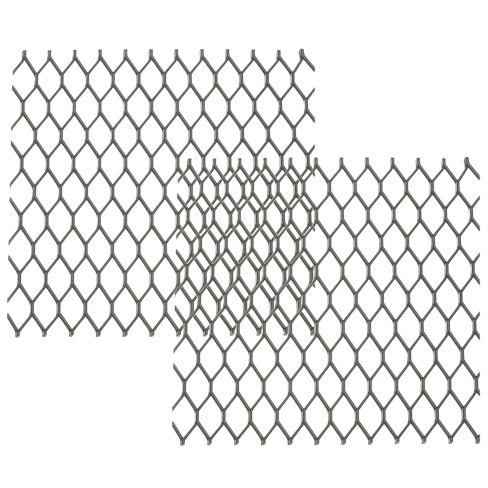 PATIKIL 4" L x 4" W Universal Car Grill Mesh, 2Pcs 7x12mm Diamond Hole Aluminum Mesh Expanded Perforated Metal Sheet for Ventilation Filtration Dryer Vent Guard Screen, Black