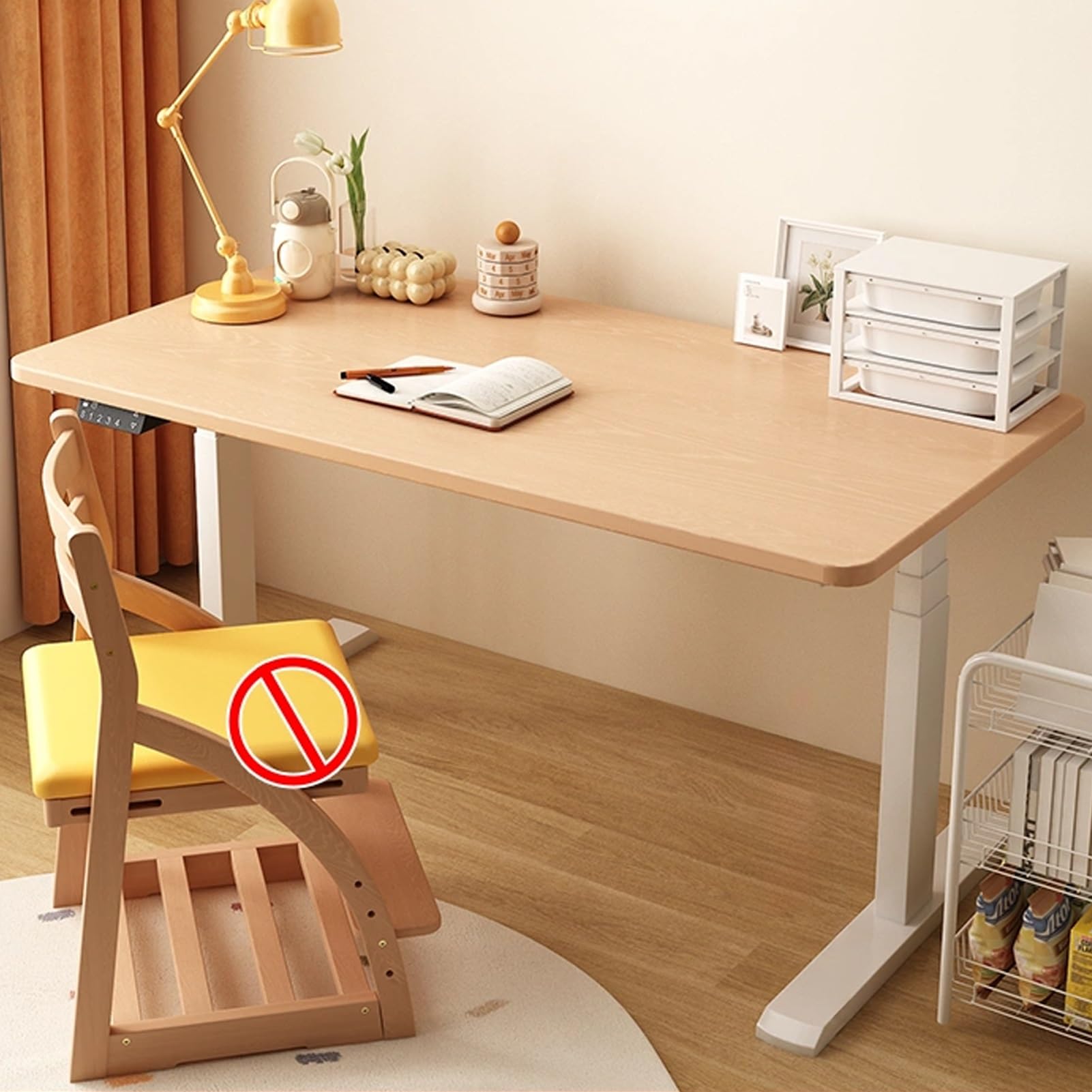 MYUYEE Natural Color Sit Stand Desk, Standing Desk With Four-Level Memory Key, Automatic Adjustable Computer Desk, Office Desk For Home Office,One Color,51.1In/130Cm (One Color-31.4In)