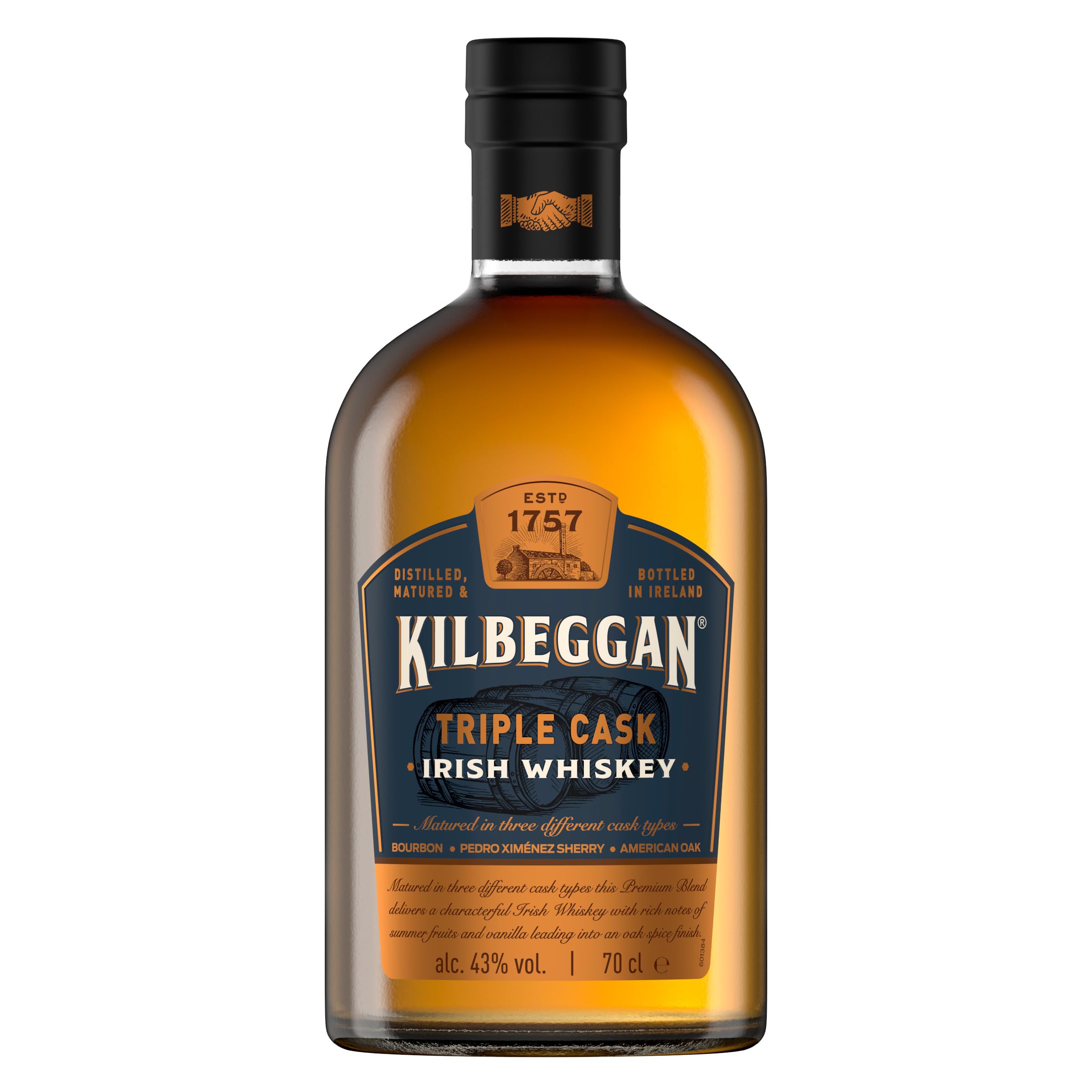 Kilbeggan Triple Cask Irish Whisky | mit einem Hauch vom Honig | 43% Vol | 700ml Einzelflasche
