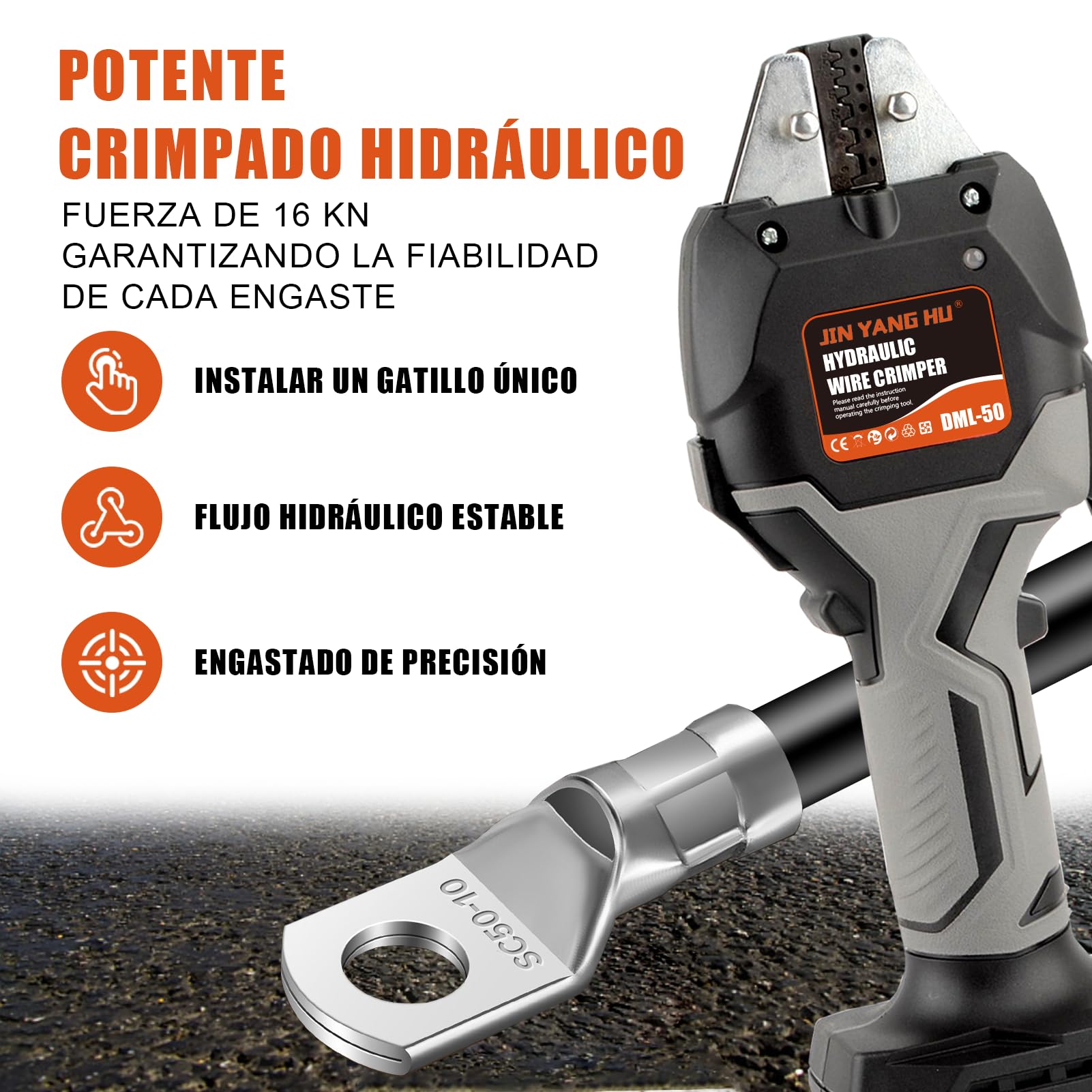 Juego de herramientas eléctricas de crimpado, alicates de crimpado a batería, herramienta recargable para terminales termorretráctiles, de nailon, tipo bandera (aislados) y conectores no aislados.