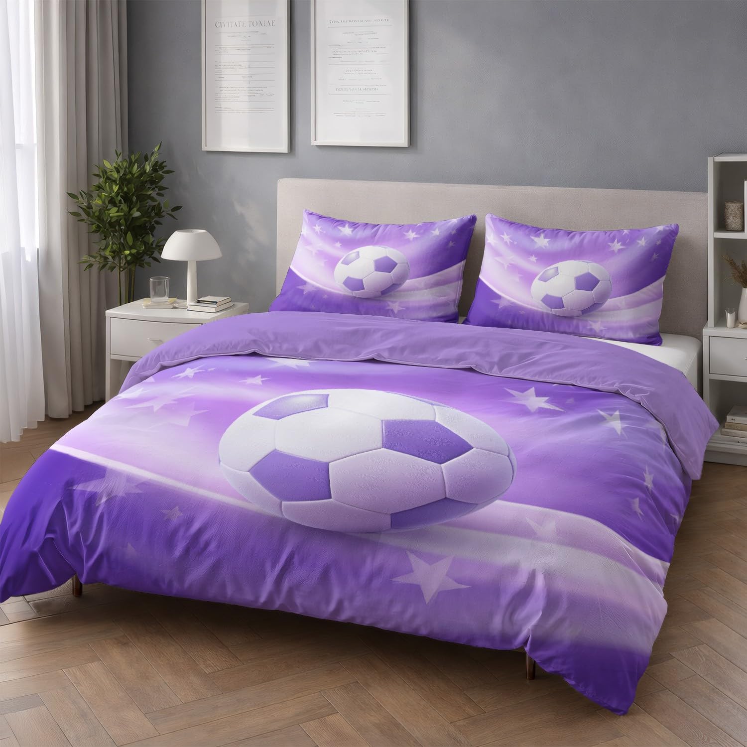 Generic Zestaw pościeli Super King 290 cm x 236 cm fantazyjne abstrakcyjne gwiazdy piłka nożna poszewka na kołdrę ultramiękka mikrofibra oddychająca poszewka na kołdrę z zamkiem błyskawicznym