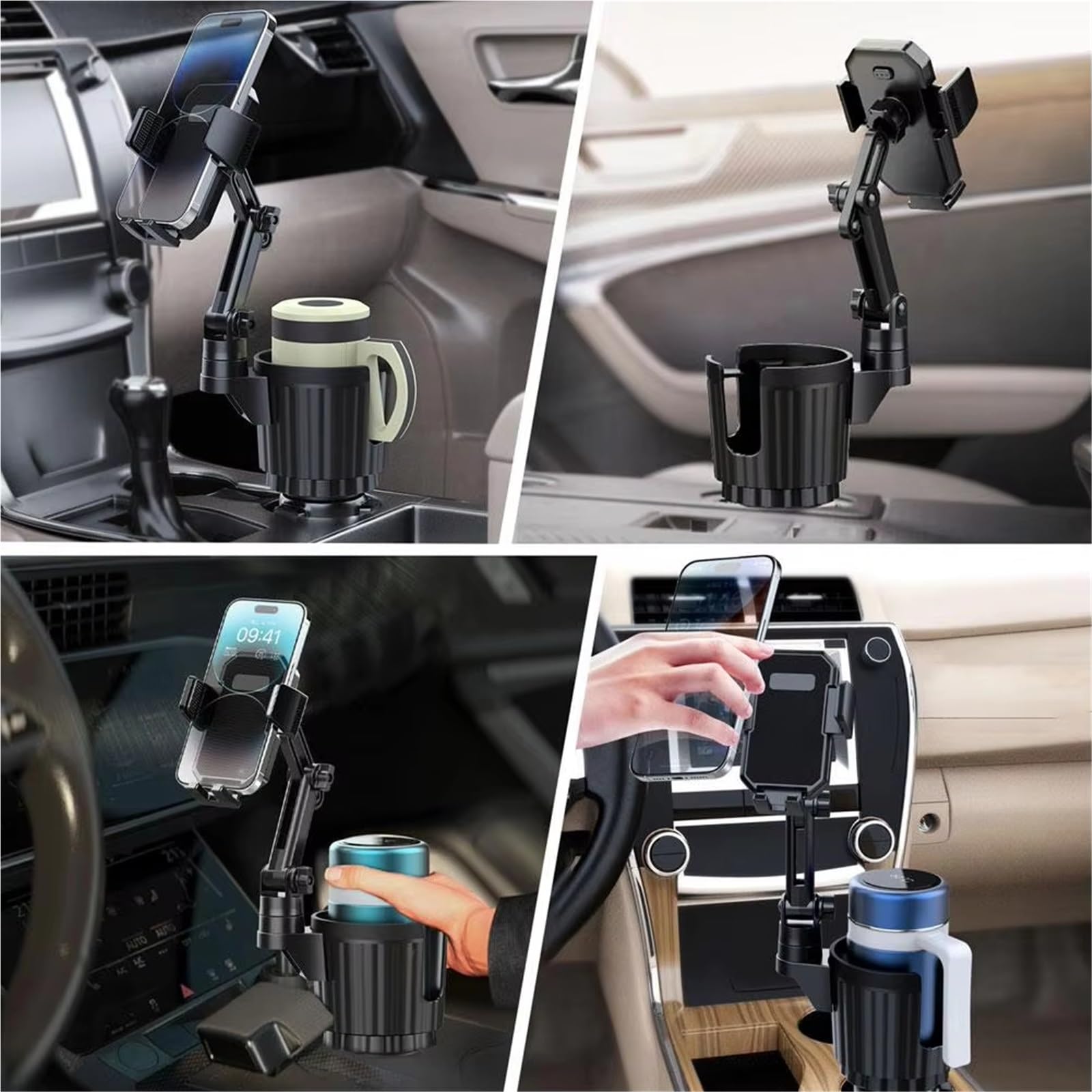 portacaffè Supporto Per Telefono Per Tazza Da Auto 2 In 1 Base Regolabile Supporto Per Rotazione Per Smartphone A 360 Gradi Portabottiglie Per Interni Di Automobili