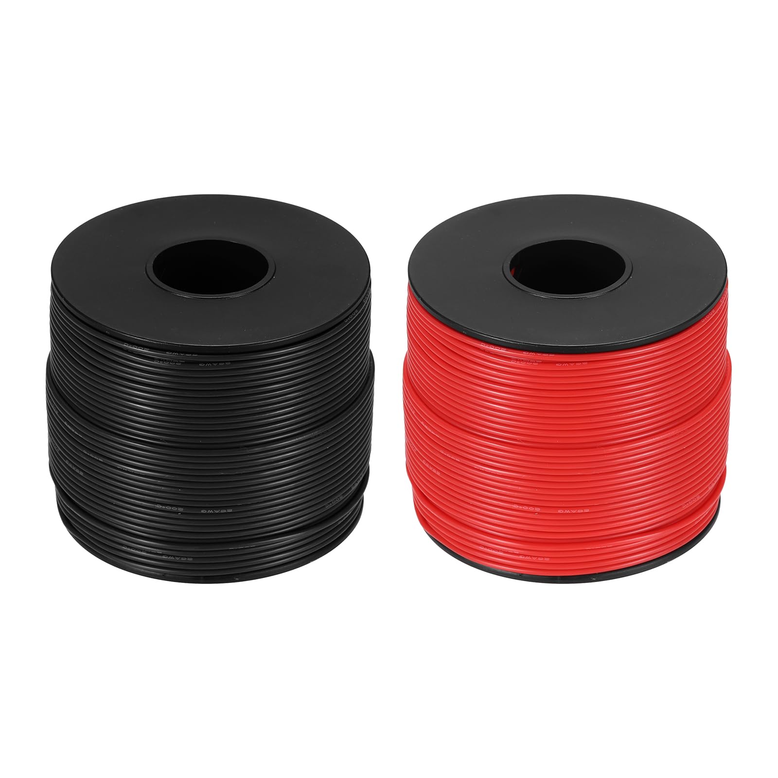 sourcing map 2pcs 26 AWG Silicone Electrical Wire Spool, 26 Gauge 91.4m/300ft Electrical Wires, 600V 200C Tinned Copper Stranded High Temp Battery Wire for Automotive, RV Inverter - Red & Black