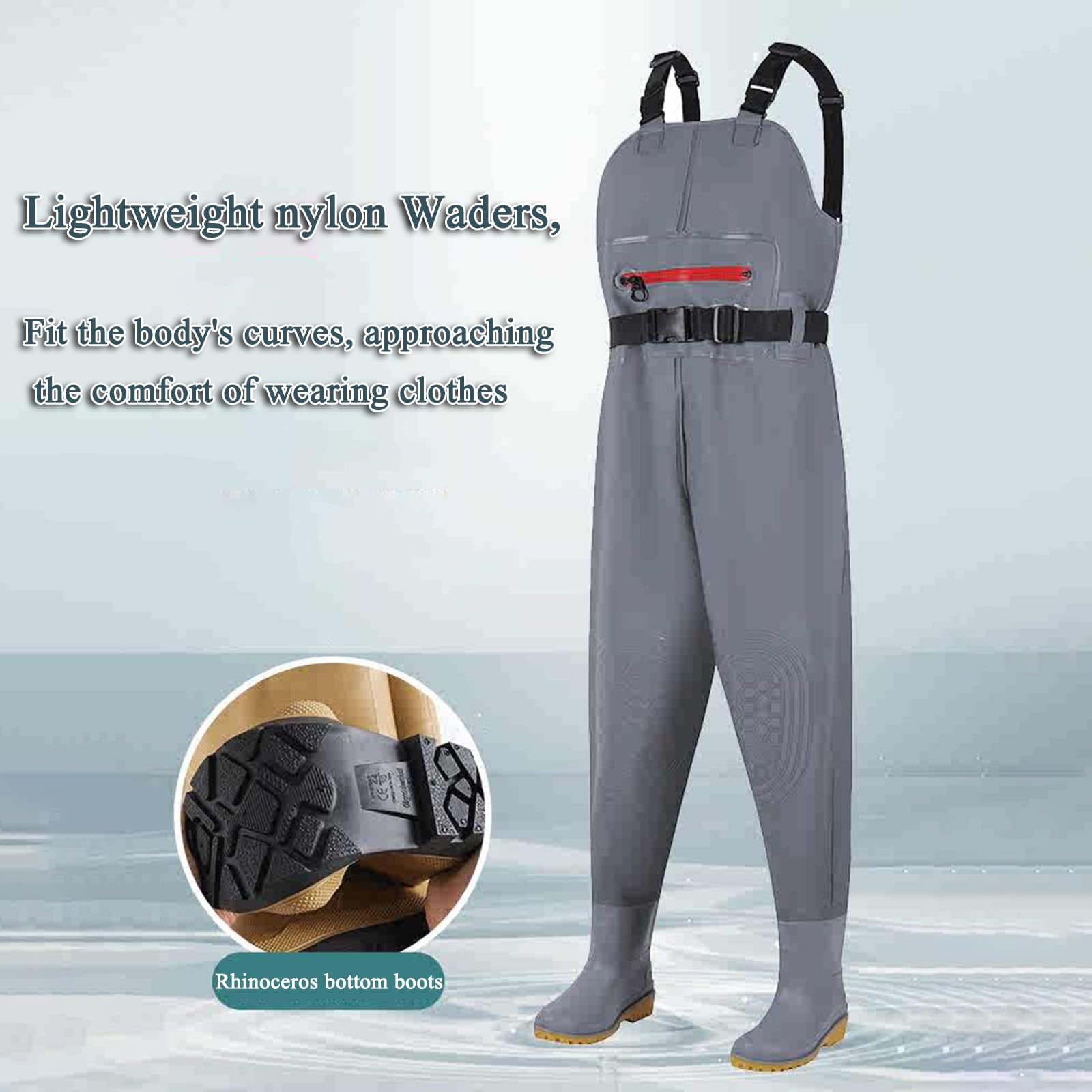 Vadeadores De Pesca para Hombre con Cinturón Resistente Al Agua Rodillas Reforzadas Vadeadores De Pecho Nylon PVC - Petos Talla 9 A 12(Style2,47)