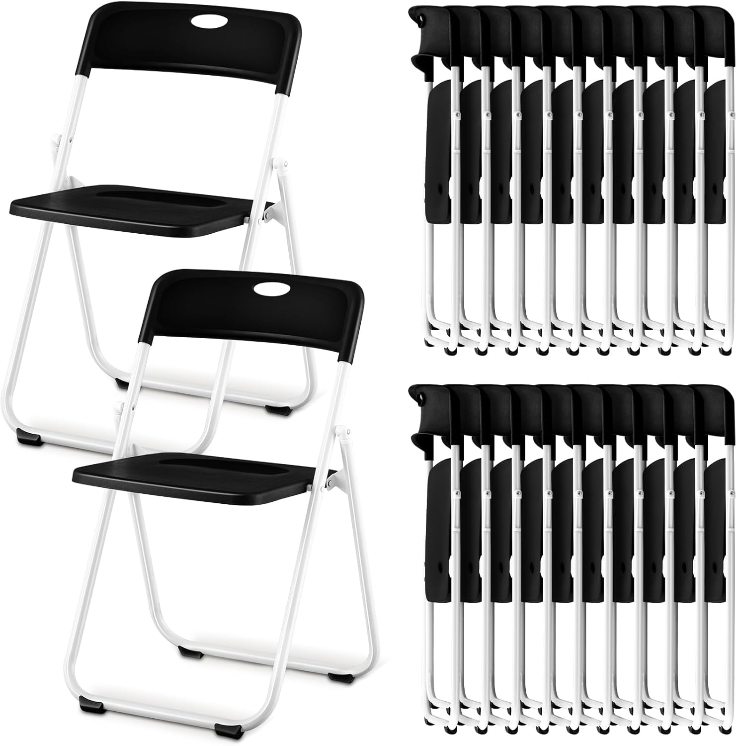 Sintuff 12 Pcs Plastic Folding Chair Steel Folding Dining