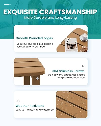 Miniatura 5 de SERWALL Mesa auxiliar doble Adirondack rectangular, color marrón