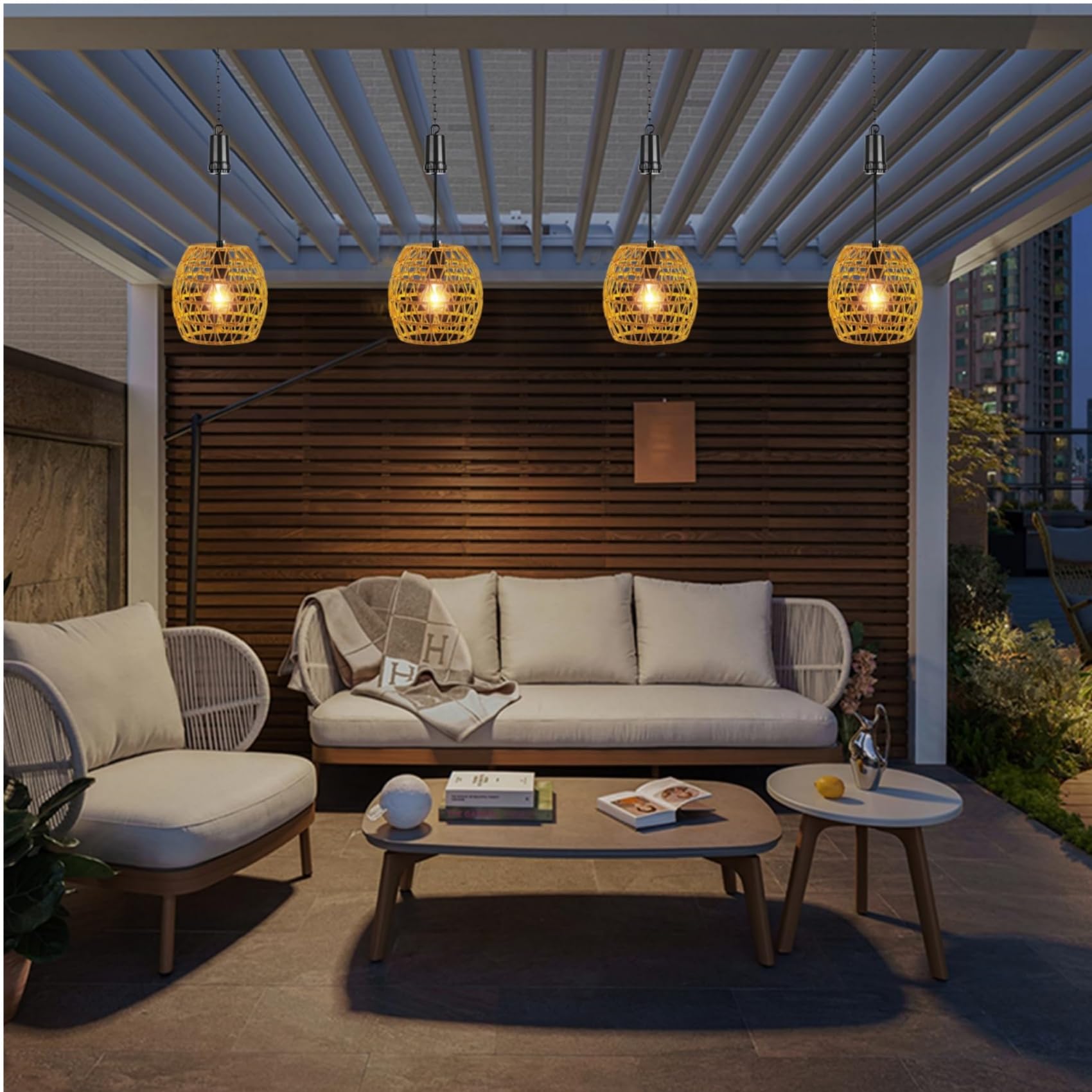 Outdoor HäNgelampe Mit Batterie, Ip44 Waterproof Akku Pendelleuchte, 6 Hour Timer, HäNgeleuchte Akku For Patio, Bar, Garden, Patio, Living Room, Bedroom Boho Deko