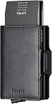 VULKIT Titulaire de la carte de crédit RFID Blocking cuir Automatique Pop Up Wallet Magnetic Wallet Double Case pour hommes et femmes Croix Noir