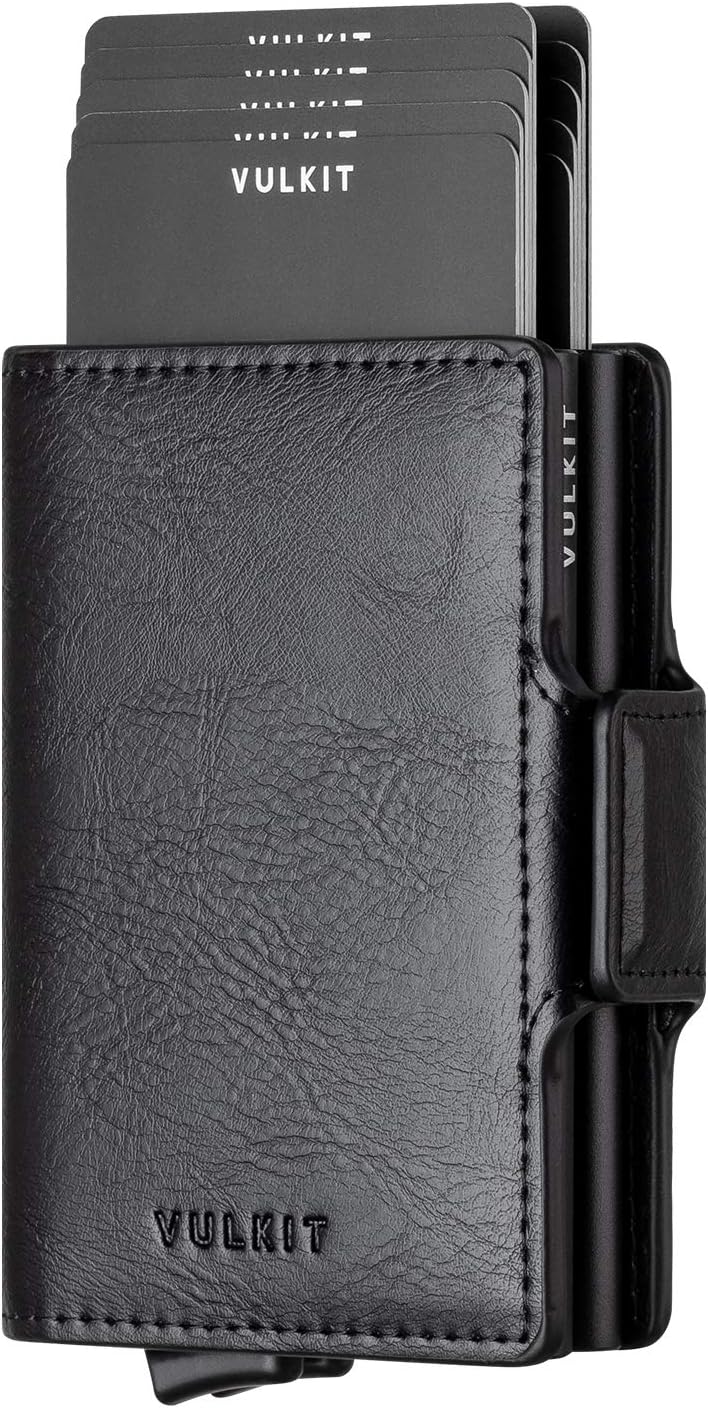 Credit Card Holder RFID Blocking Leather Automatic Pop Up Wallet Slim Money Clip Wallet Double Card Case for Men and Women