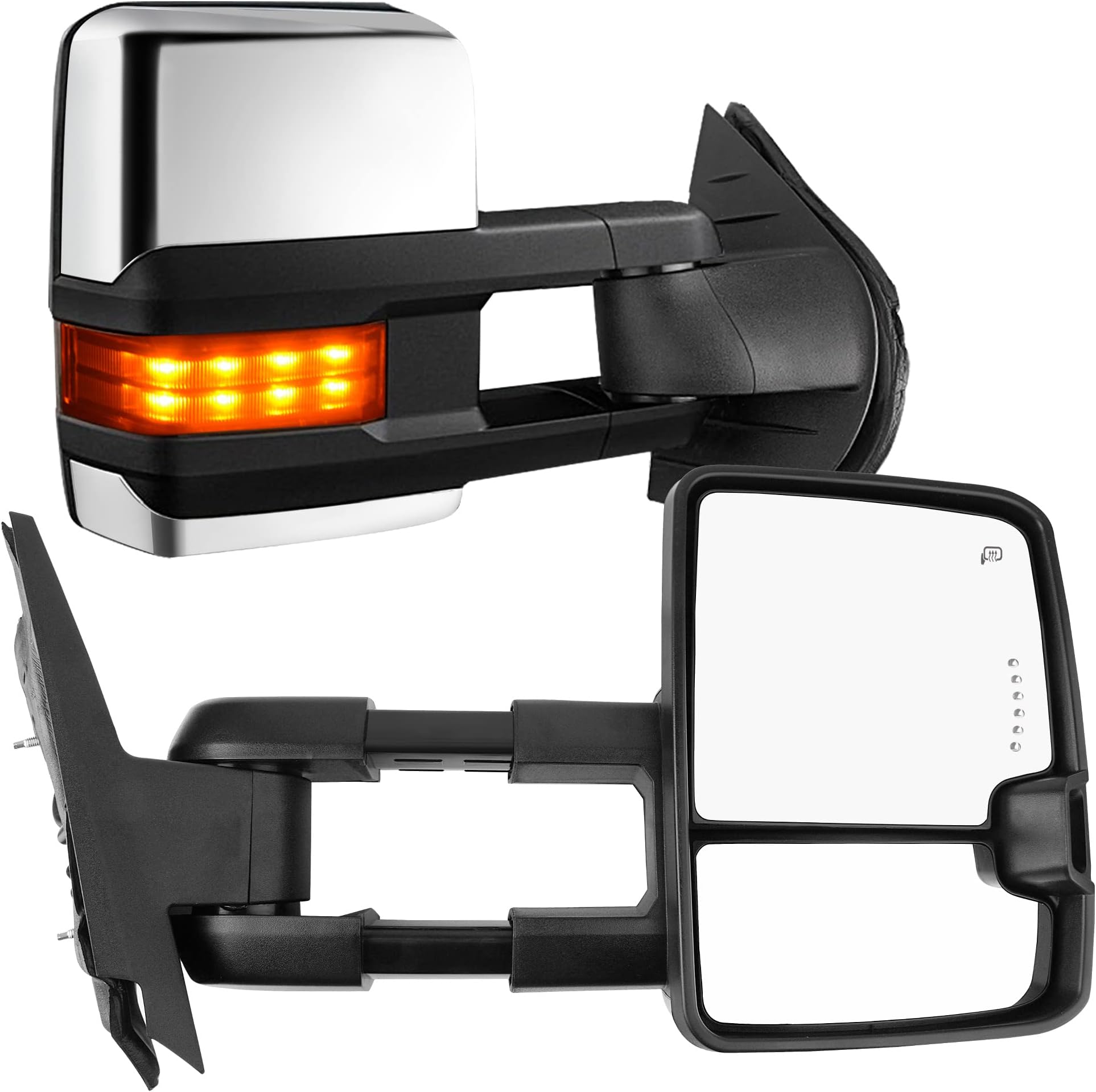 YITAMOTOR Towing Mirrors Compatible with Chevy GMC, Power Heated LED Arrow Signal Light Reverse Lights, Replacement for Silverado 2008-2013 Sierra All Models, Silverado 2007 Sierra New Body Style