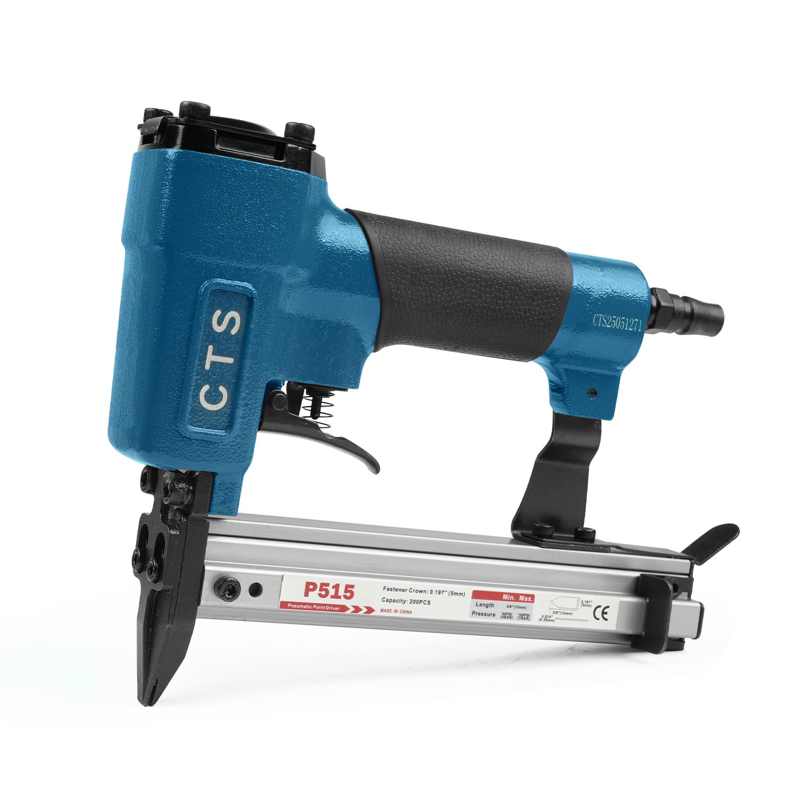 P515 agrafeuse à pointes flexibles pneumatique 1000 pces pour cadres | 1000 pointes flexibles incluses, gâchette de sécurité, profondeur réglable, aluminium durable, pour cadres et bois