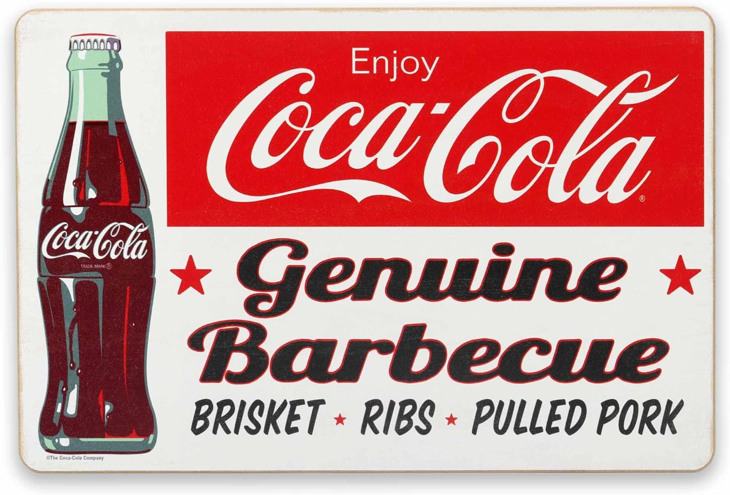 Coca-Cola Ice-Cold Refreshment Textured Wood Wall Decor - Vintage Coca-Cola Sign for Kitchen, Man Cave or Garage