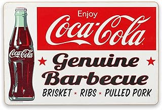 Coca-Cola Genuine Barbecue Wood Wall Decor - Vintage Coca-Cola Barbecue Sign for Kitchen, Dining Room or Man Cave