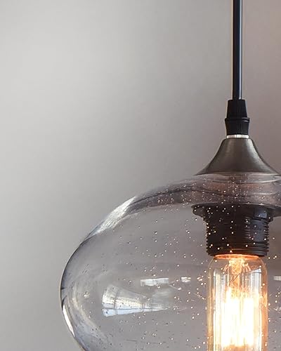 Miniatura 8 de ARIAMOTION Luces colgantes para isla de cocina, cristal soplado a mano, modernas, rústicas, transparentes, con semillas, fregadero, mesa de café,