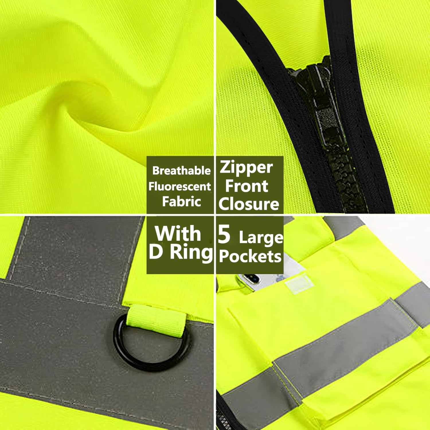 TopTie High Visibility Breathable Safety Vest Reflective Uniform Vest with Carry Bag
