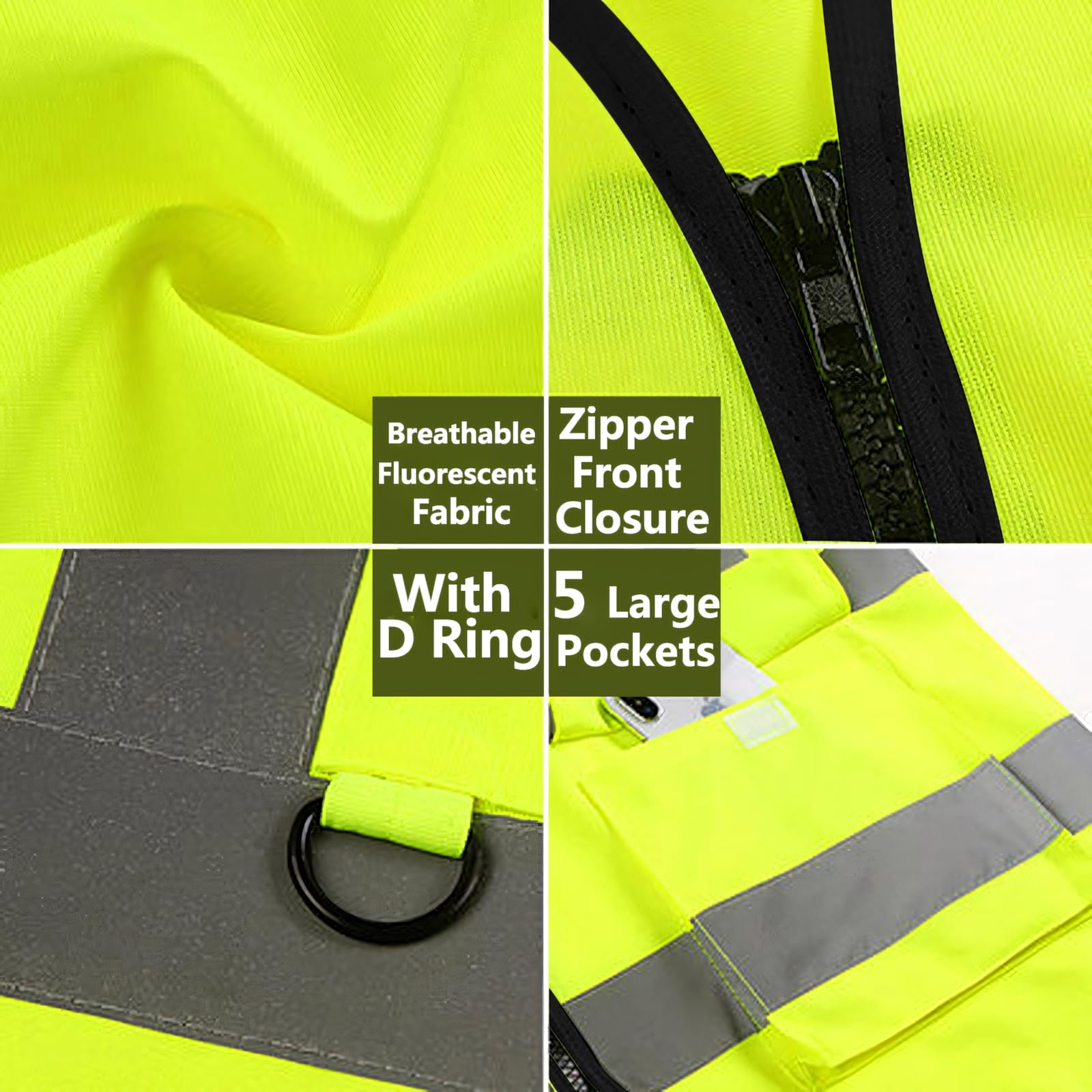 GOGO Warnweste Uniform Weste mit Reißverschluss Vorne mit Reflexstreifen Multi Pocket 10 Stück Blau XL