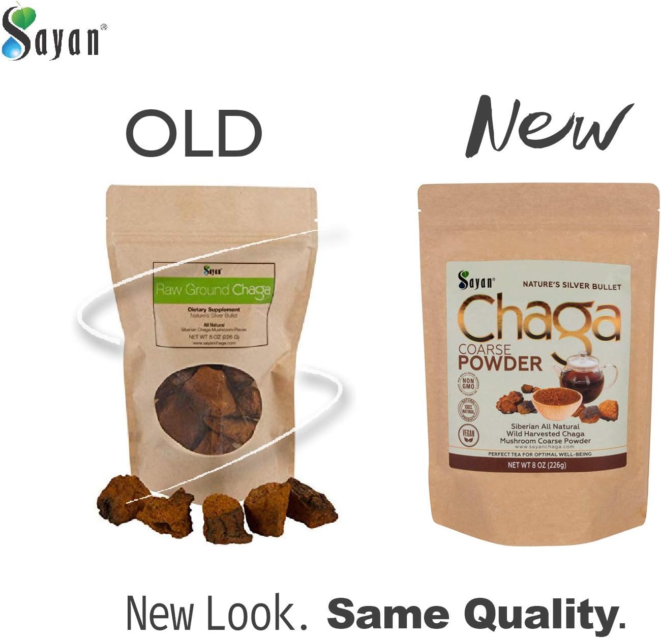 Sayan Siberian Pure Raw Chaga Mushroom Chunks with Black Top Crust 8 Oz / 223 g – Premium Wild-Harvested Antioxidant Tea for Immune Support, Focus and Digestive Health - Non-GMO