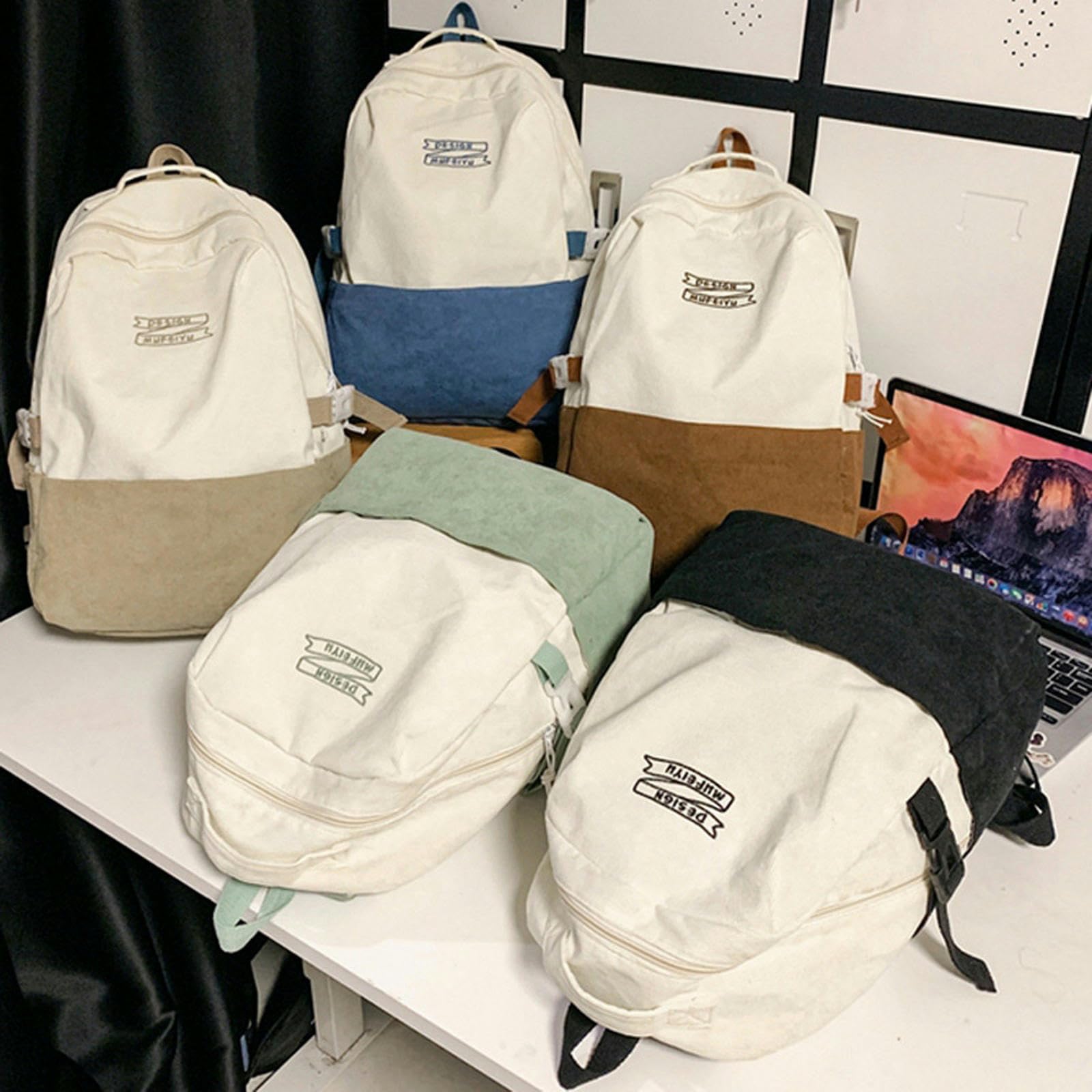 NOGRAX Schulrucksack Streifen Nette Cord Frau Rucksack Schultasche Für Teenager Mädchen Jungen Harajuku Weibliche Casual Bag Student Lady Book Pack