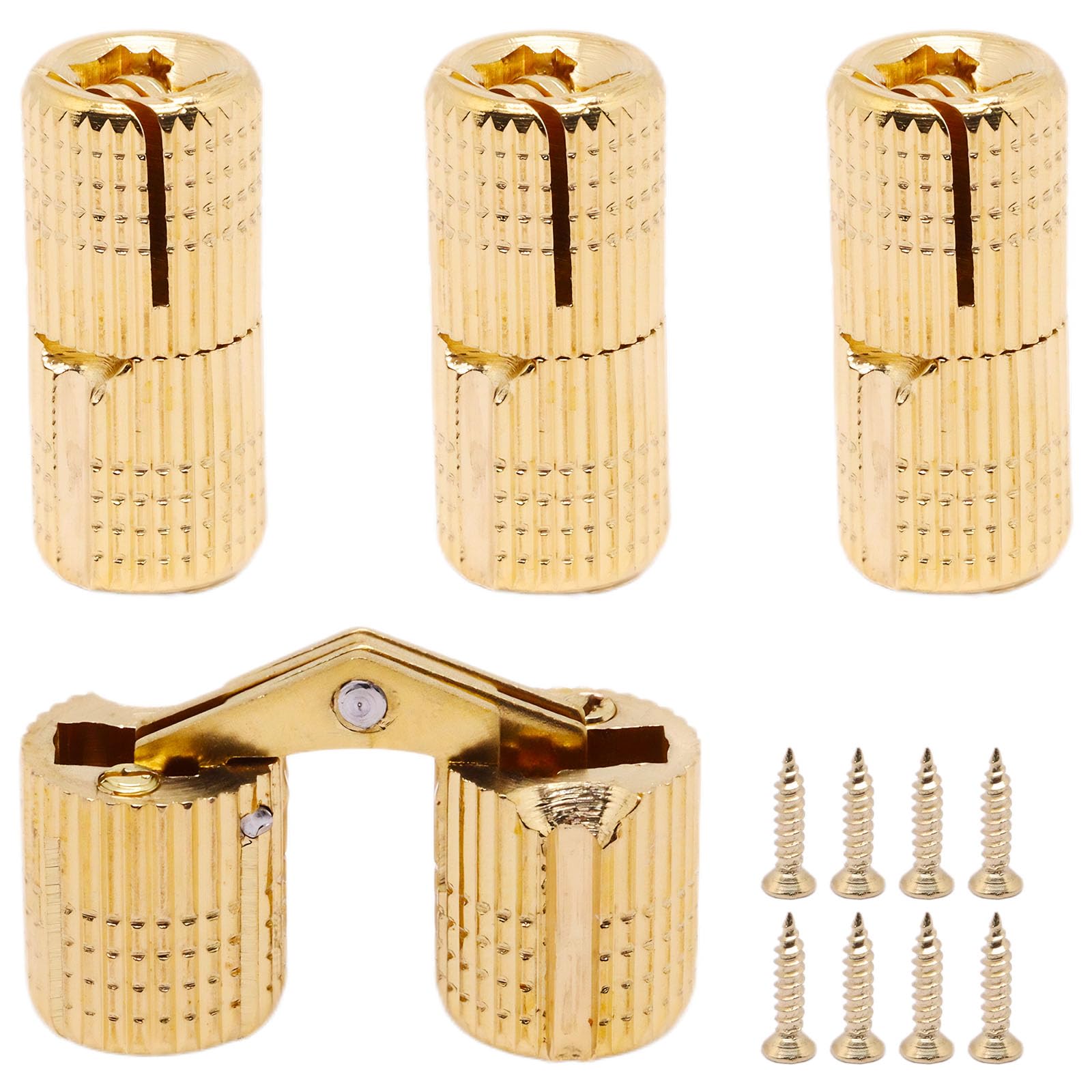 10mm Hidden Brass Barrel Hinges 180 Degree Opening Angle Cabinet Hinges for DIY Jewelry Box 1Hand 4 Pack