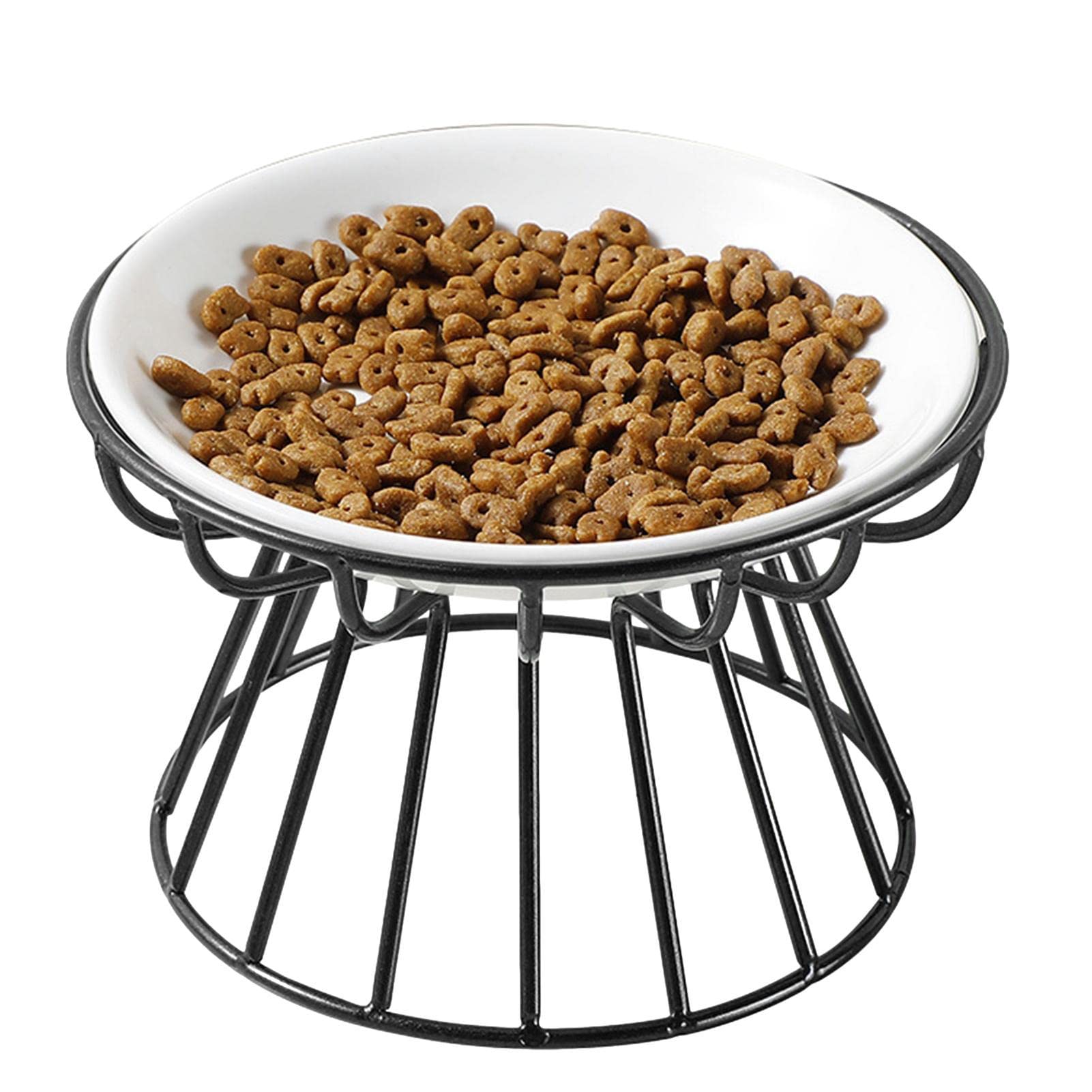 Elevated Cat Bowls - Raised Ceramic Cat Food Bowl | Ceramic Cat Bowl with Metal Stand, Cat Bowl-Raised Cat Food Bowl, Food & Water Shallow Cat Dish
