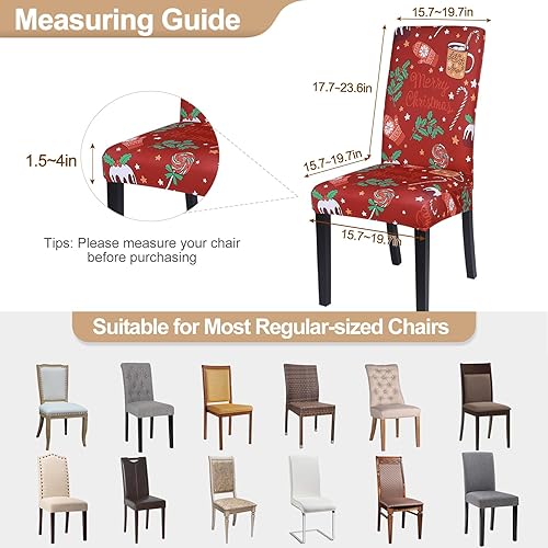 Vista 69 de SearchI - Fundas de silla para comedor, fundas de asiento elásticas, protectores de funda para sillas, funda lavable para sillas sin reposabrazos