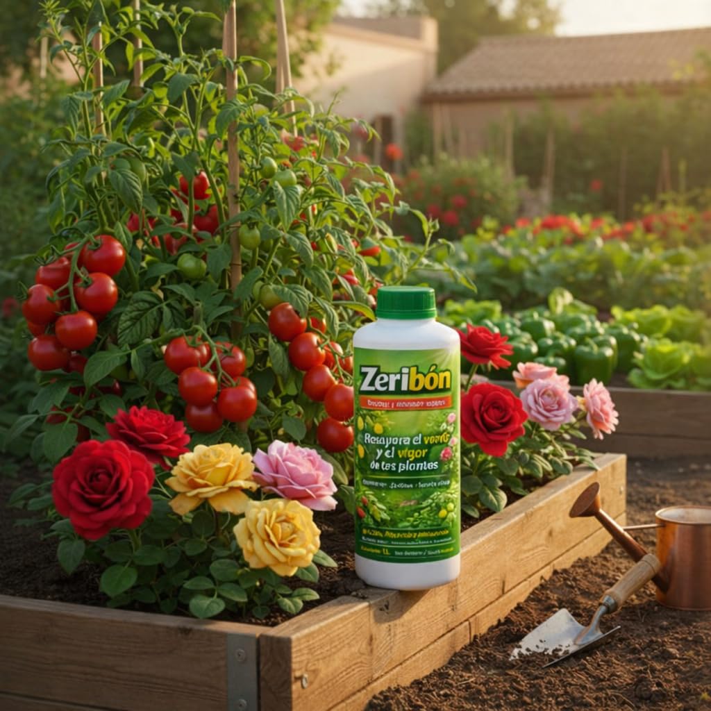 Zeribon 1L – Activador nutricional para plantas debilitadas | Recupera color y vigor en limoneros, rosales y huerto | Con Zinc, Magnesio y Aminoácidos | Uso doméstico seguro