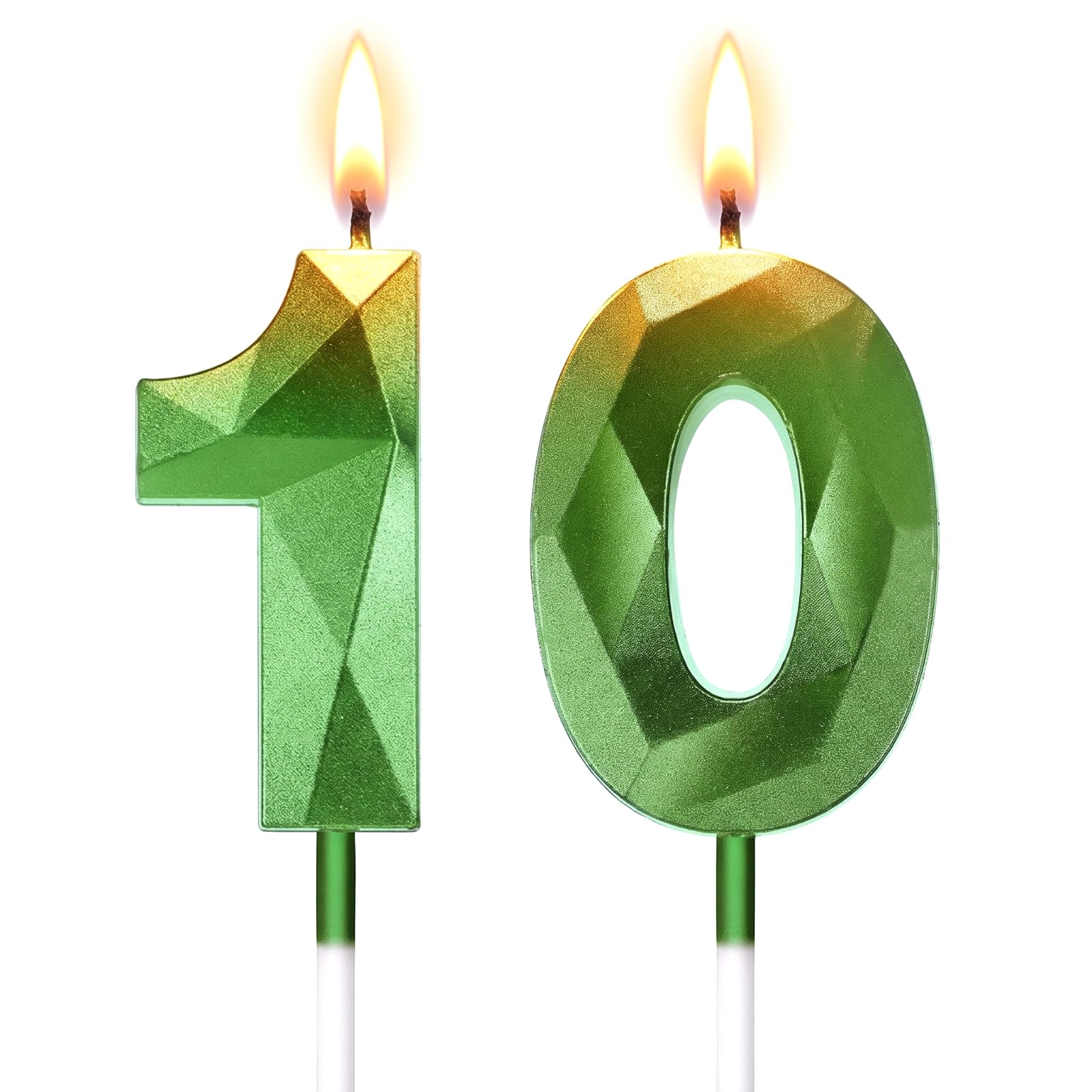 Nuanchu Number 10 Th Birthday Candles Cake Topper Number, Green, 3.54 Inch