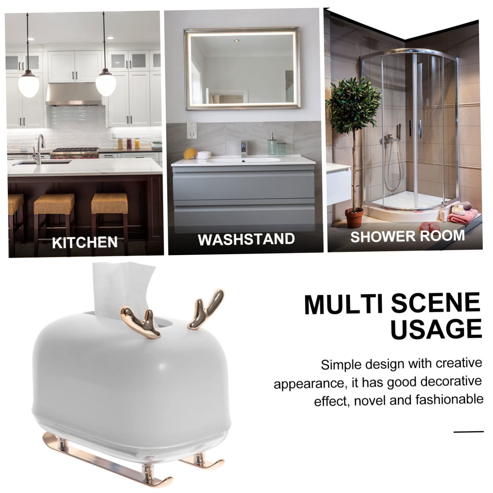 BRIGHTFUFU Sleigh Elk Tissue Box Holder Elegant Towel Dispenser Cover for Living Office and Home Decor Stylish Nordic Design for Desk and Vanity Use