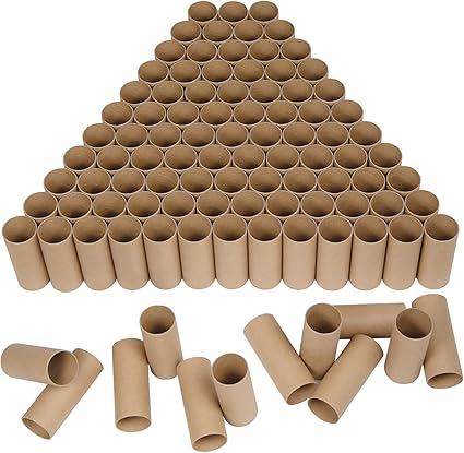 HESESOH 100 Pack Cardboard Tubes for Crafts - 1.57 x 3.94 Inches - Brown Toilet Paper Empty Rolls Round Thick Tubes Sturdy for Classroom Family Handmade DIY Projects