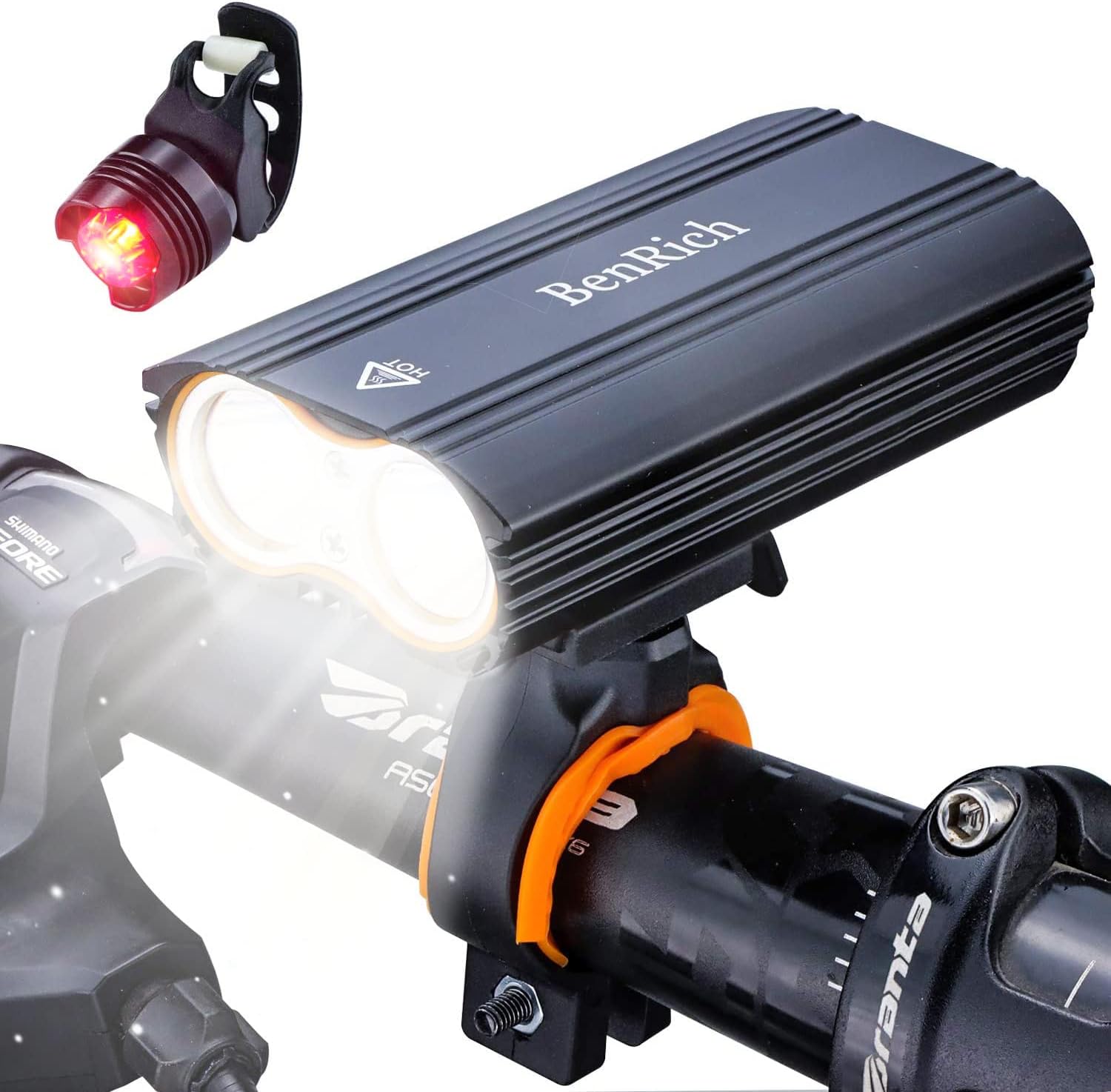 BenRich Bike Lights Set 2400 Lumens LED USB Rechargeable, Waterproof