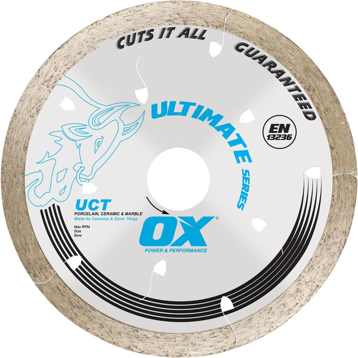 OX Cuts All Tiles 4.5" Diamond Blade, Continuous Rim - Chip Free Cutting, Long Lasting