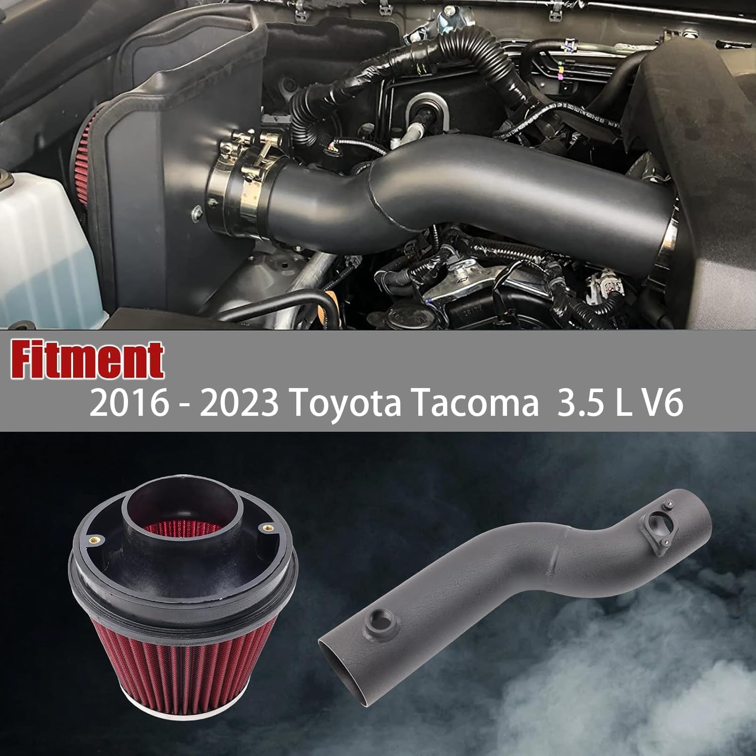 Cold Air Intake Compatible with 2016-2023 Toyota Tacoma 3.5 L V6 63-9039, Increased Horsepower & Throttle Response