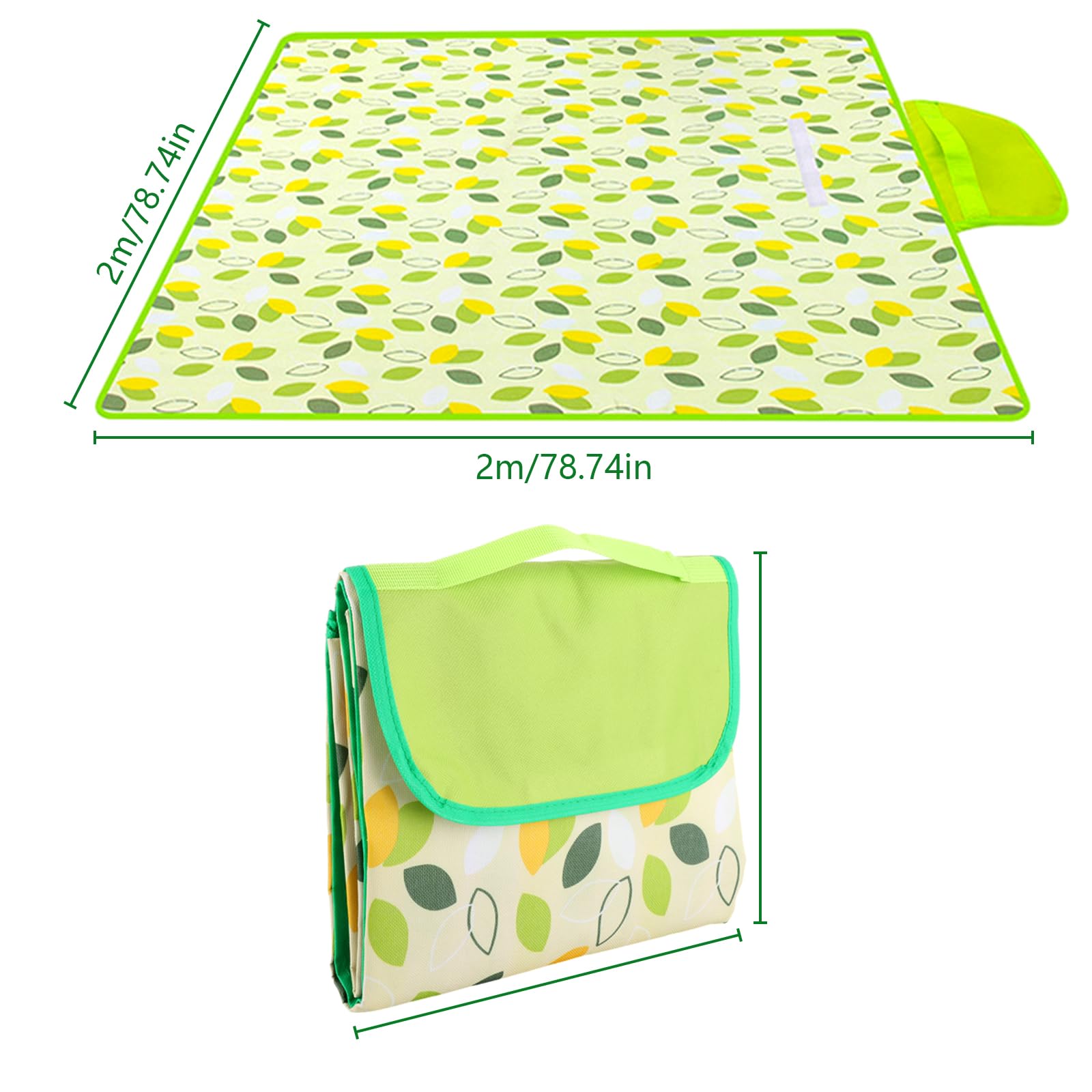 ASelected Picnic Blanket, Waterproof Picnic Mat 200x200cm Large Beach Blanket with Carrying Handle - Image 2