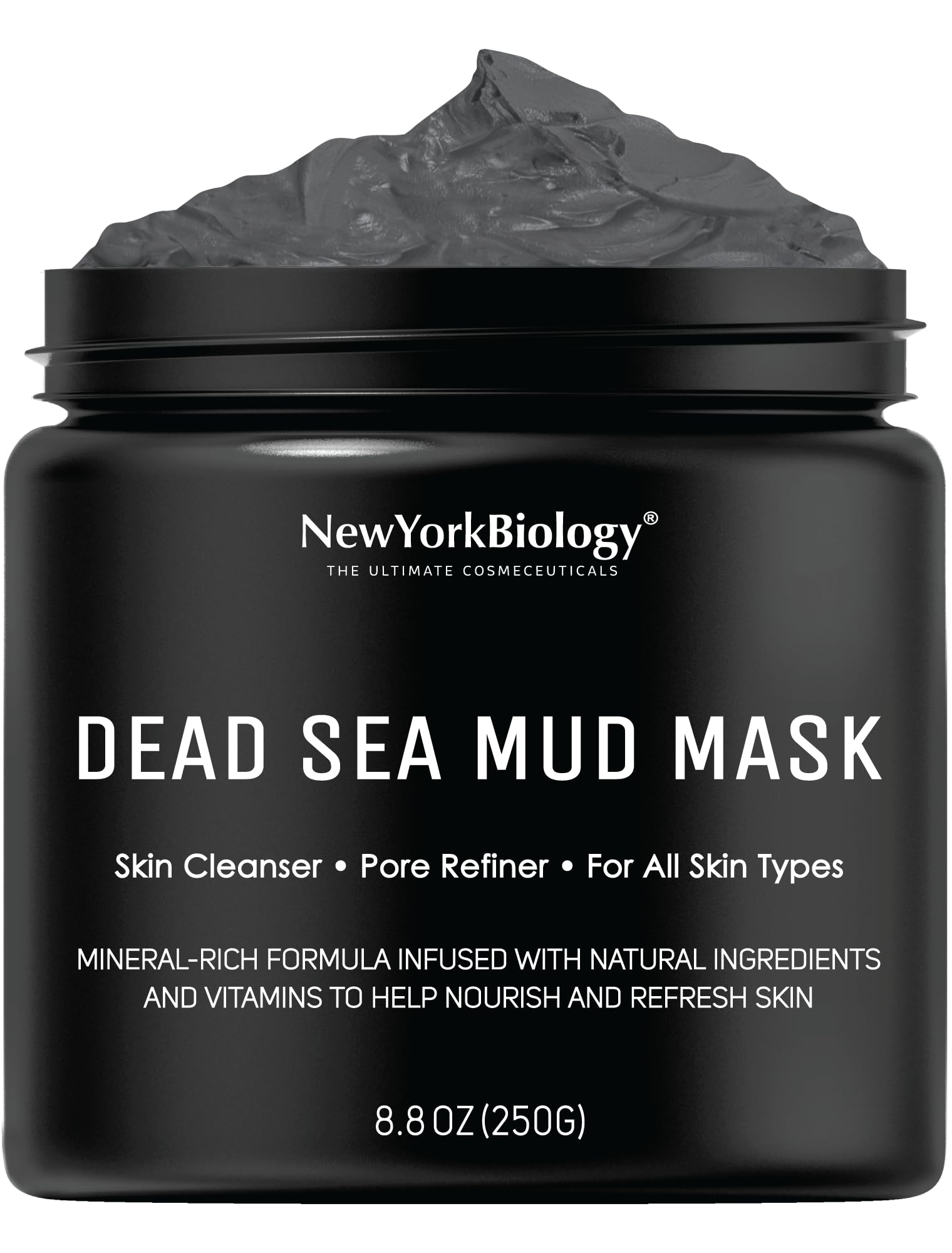 New York Biology Dead Sea Mud for Face and Body - Spa Quality Pore Reducer for Acne, Blackheads and Oily Skin, Natural Skincare for Women, Men - Tightens Skin for A Healthier Complexion - 250 g