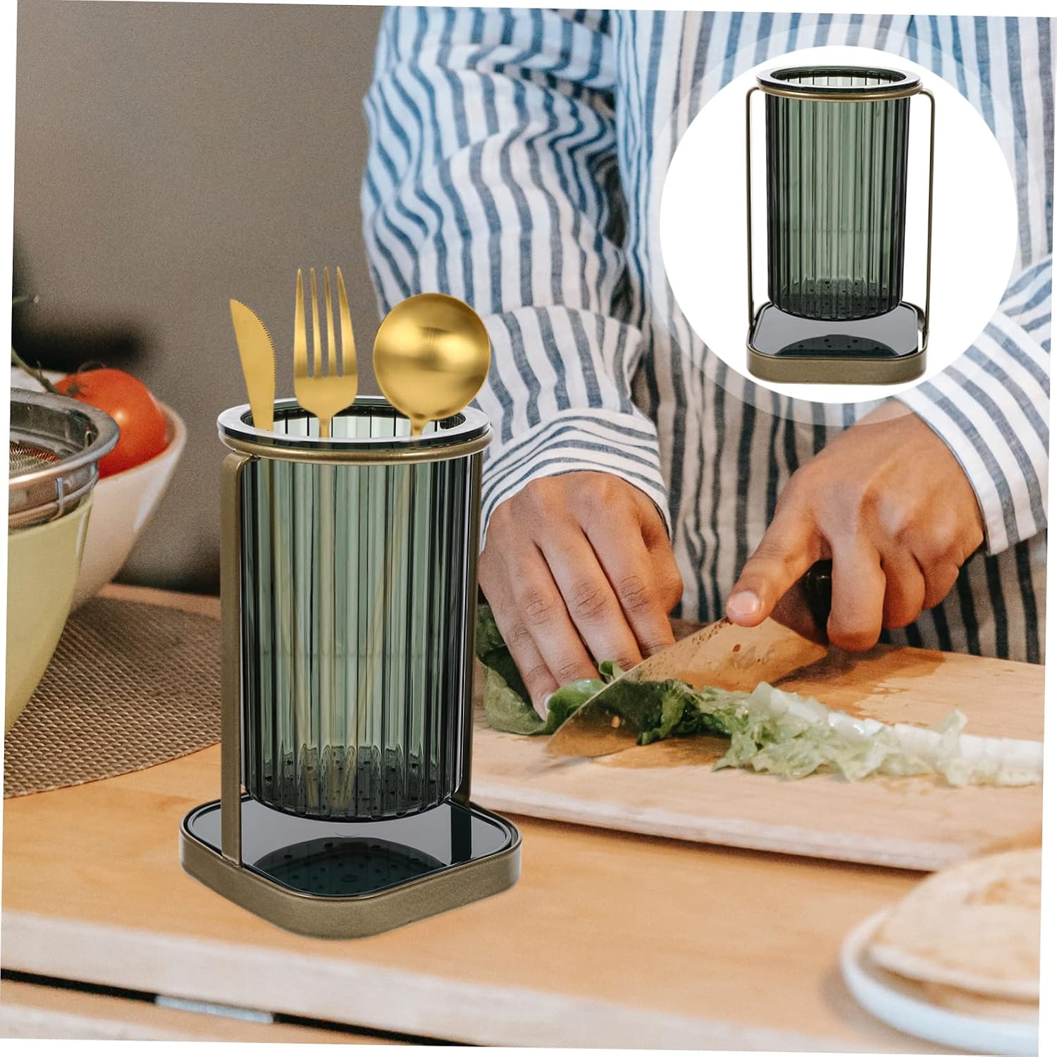 Cabilock Chopstick Holder Ventilation Single Compartment Utensil Storage Box Kitchen Cutlery Organizer for Home Use Waterproof and Easy to Clean