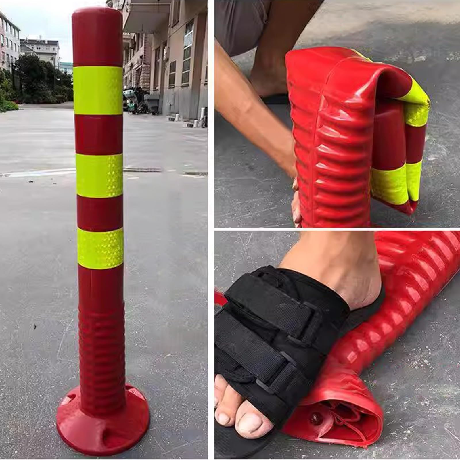 Conos/ Poste señalizacion trafico 75cm de Altura Reflexivo Conos de Carretera, Verde Bolardo de Estacionamiento Flexible para la Formación de Conductores, Poste Delineador de Plástico para Barrera de